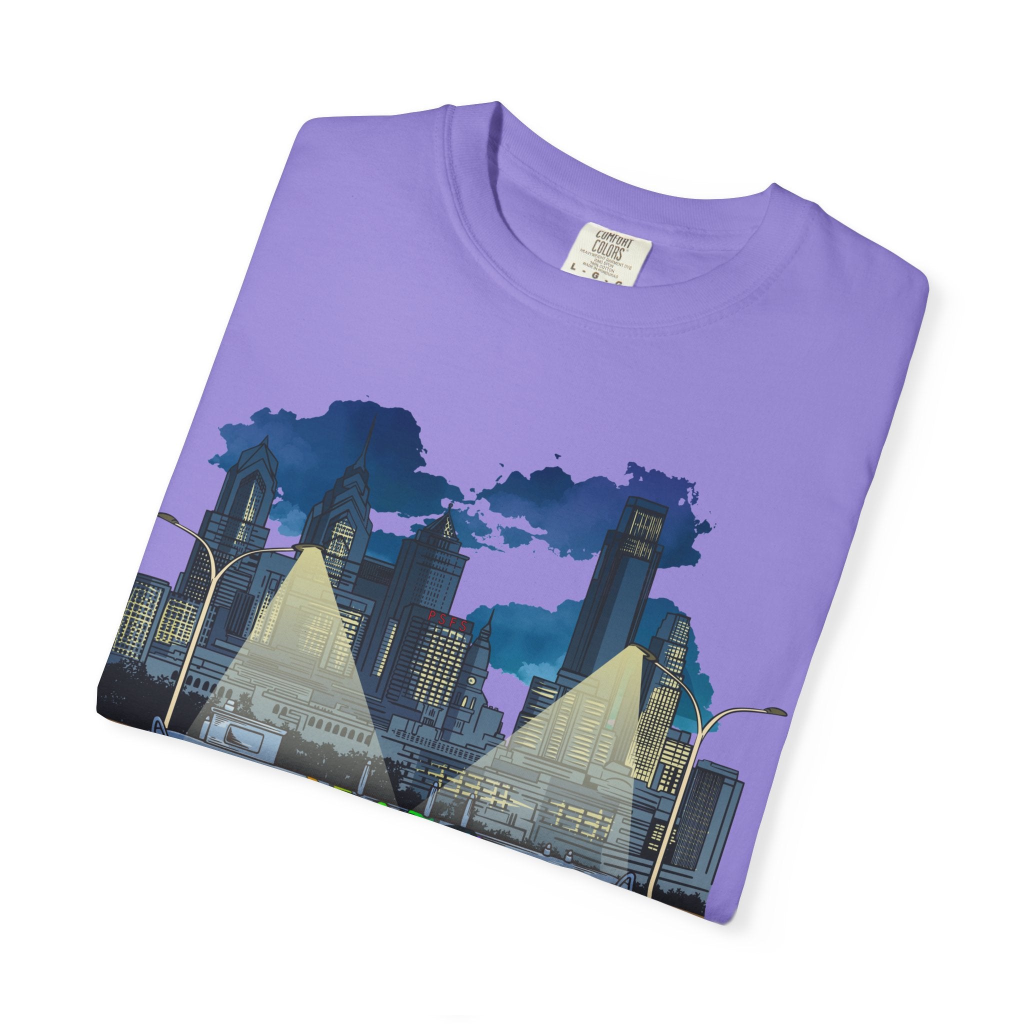 PHILLY City Night Graffiti Tee / "215" Urban Skyline Streetwear