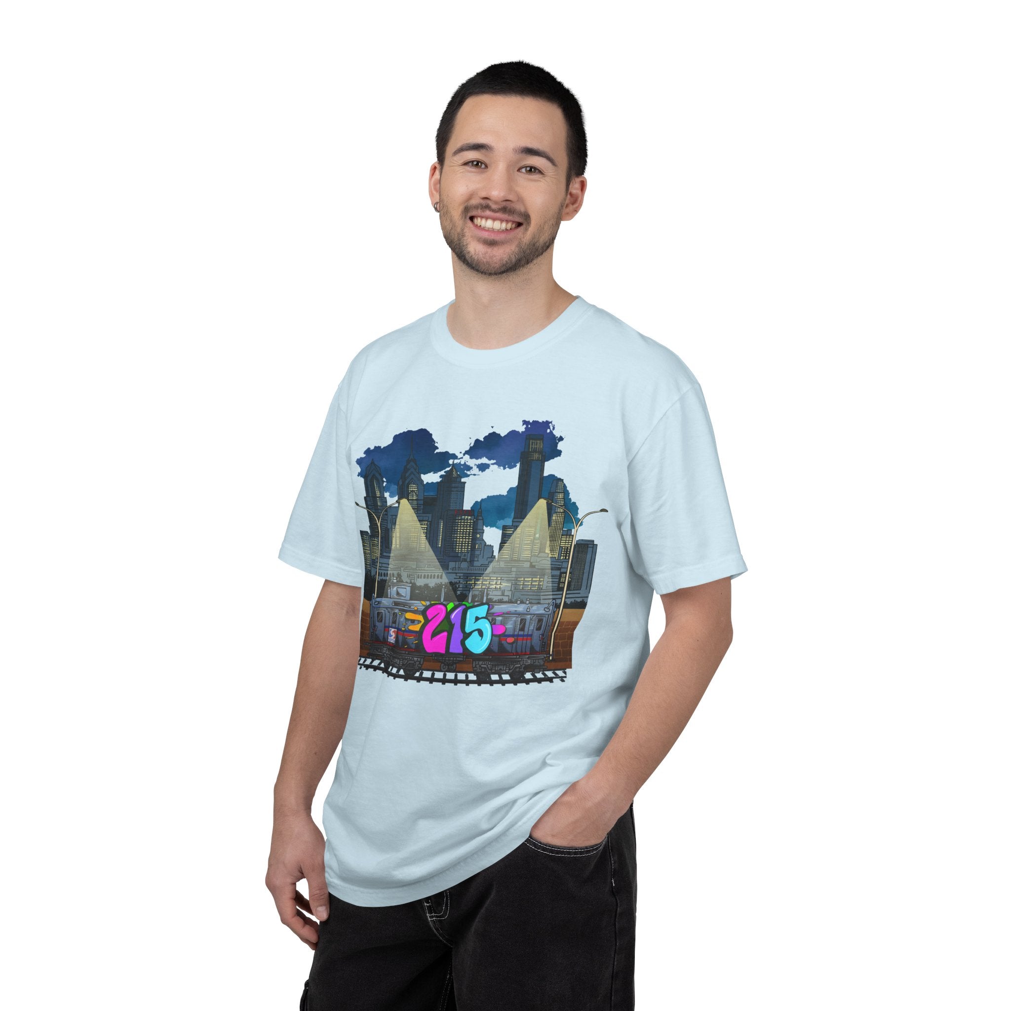 PHILLY City Night Graffiti Tee / "215" Urban Skyline Streetwear
