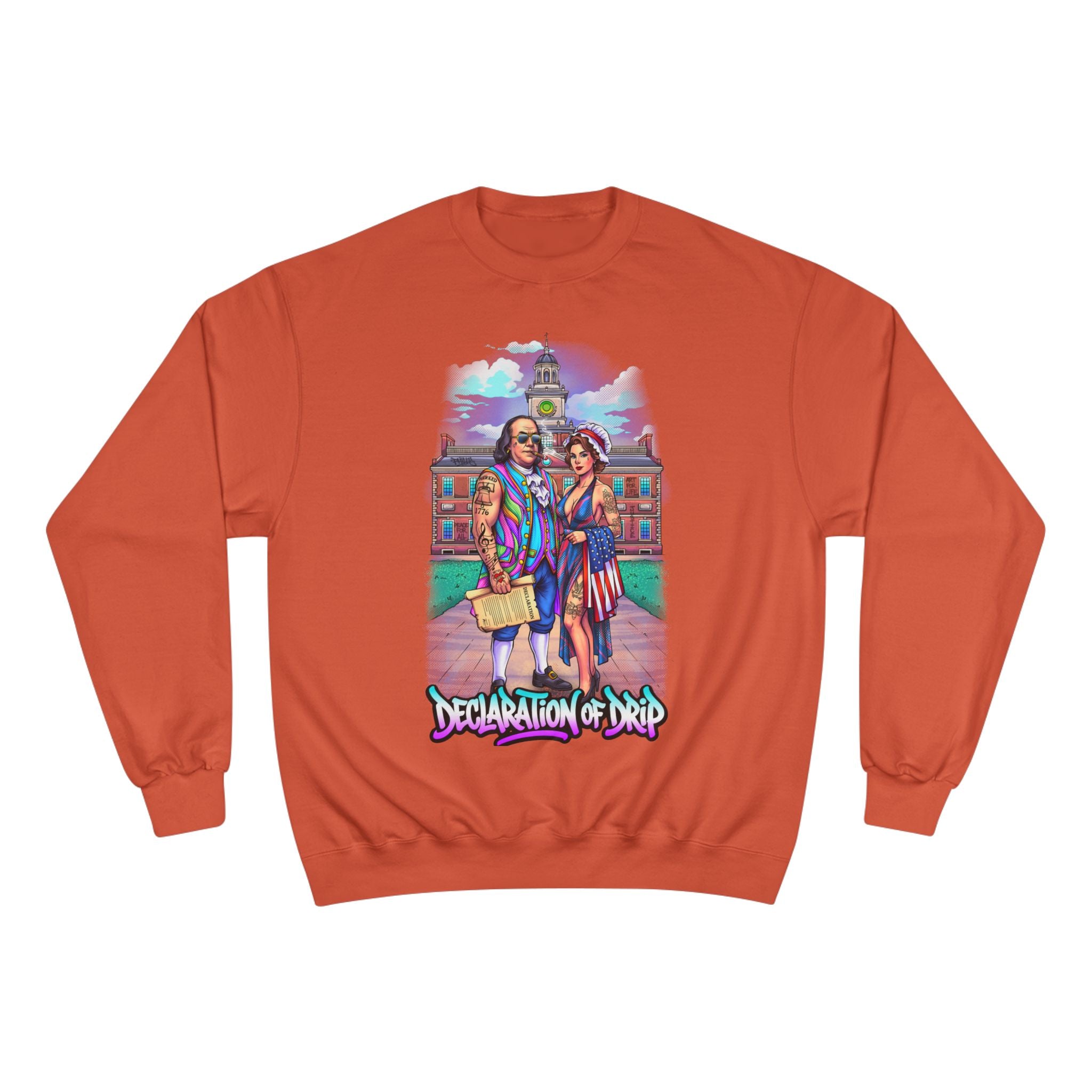 Champion Sweatshirt / "Declaration of Drip" Ben and Betsy Ivy League Campus Crewneck