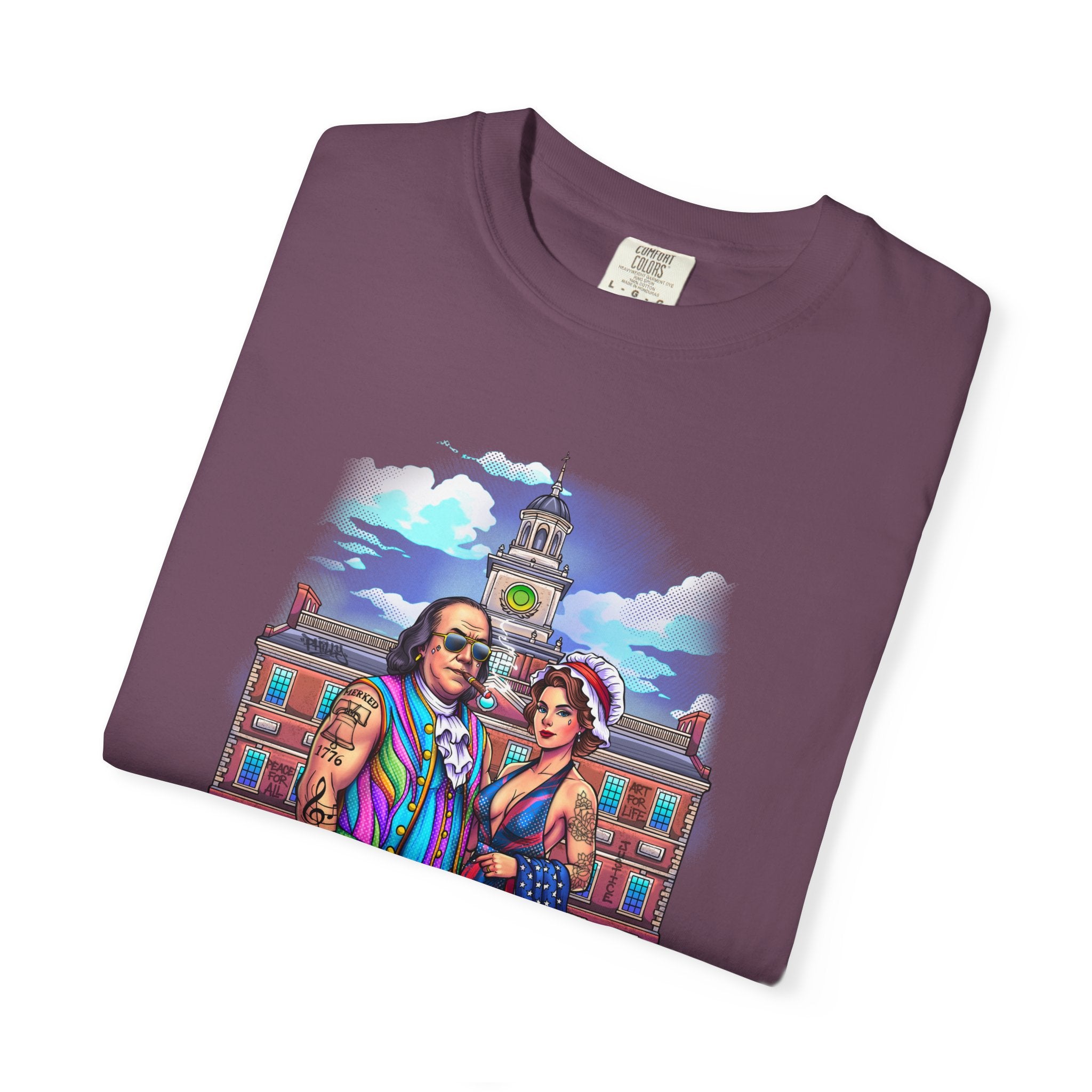 Declaration of Drip T‑Shirt /Ben and Betsy Colonial Campus Streetwear (Est. 1682)