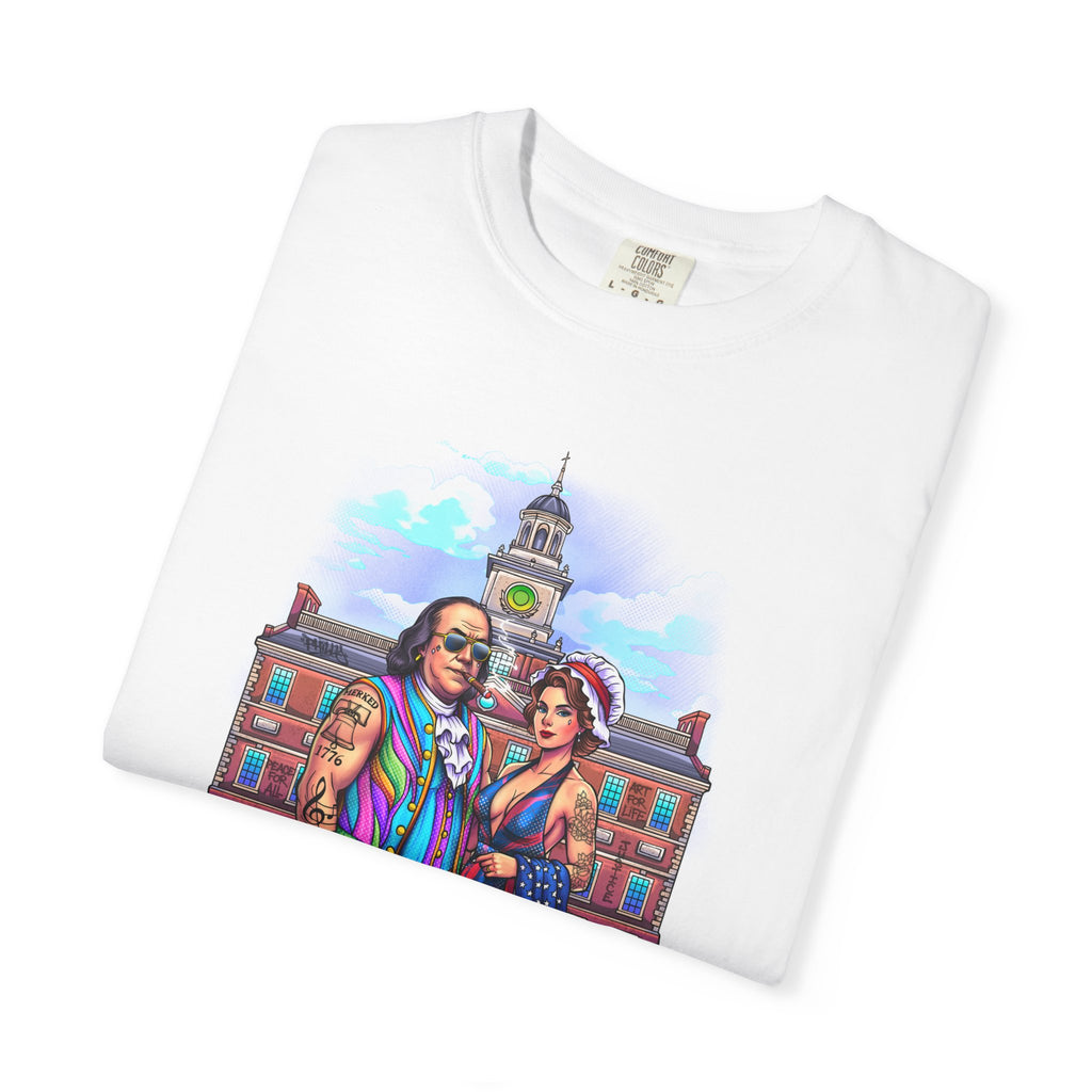 Declaration of Drip T‑Shirt /Ben and Betsy Colonial Campus Streetwear (Est. 1682)