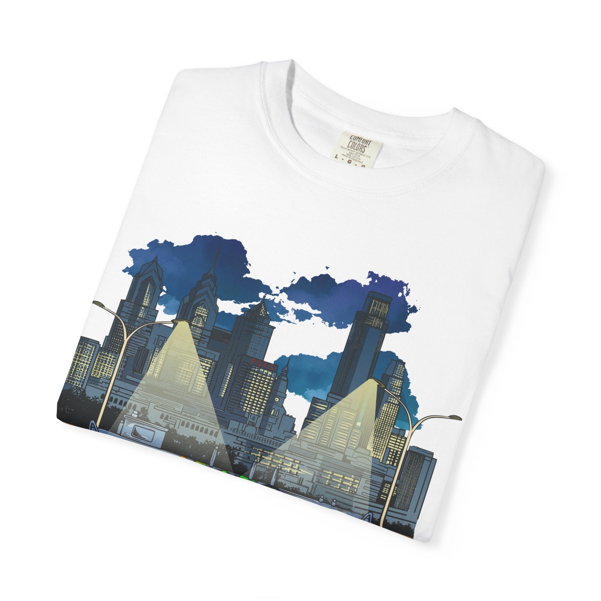PHILLY City Night Graffiti Tee / "215" Urban Skyline Streetwear