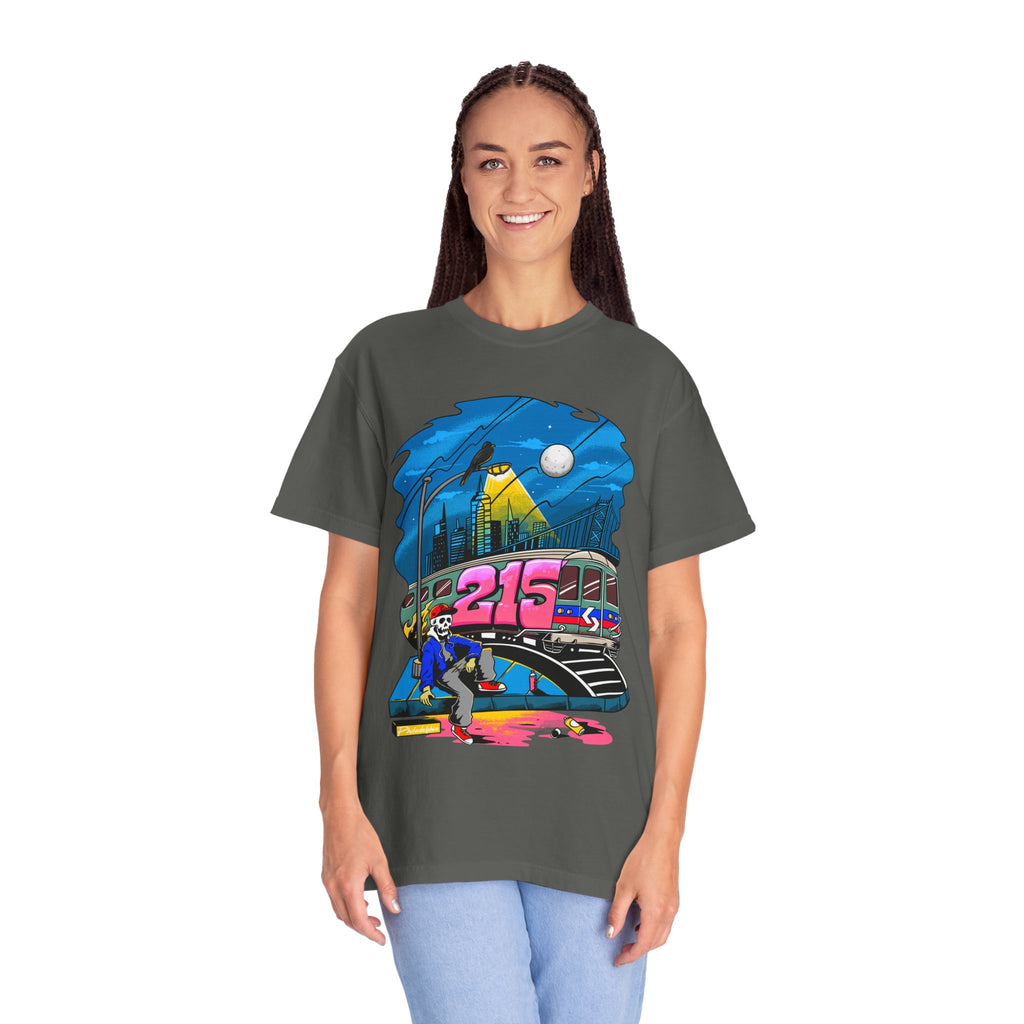 215 Subway Train Night Scene T-Shirt | Urban Transit Illustration