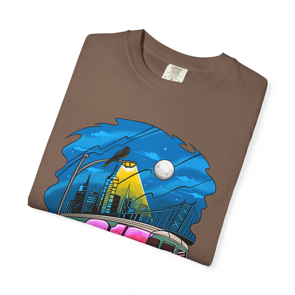 215 Subway Train Night Scene T-Shirt | Urban Transit Illustration