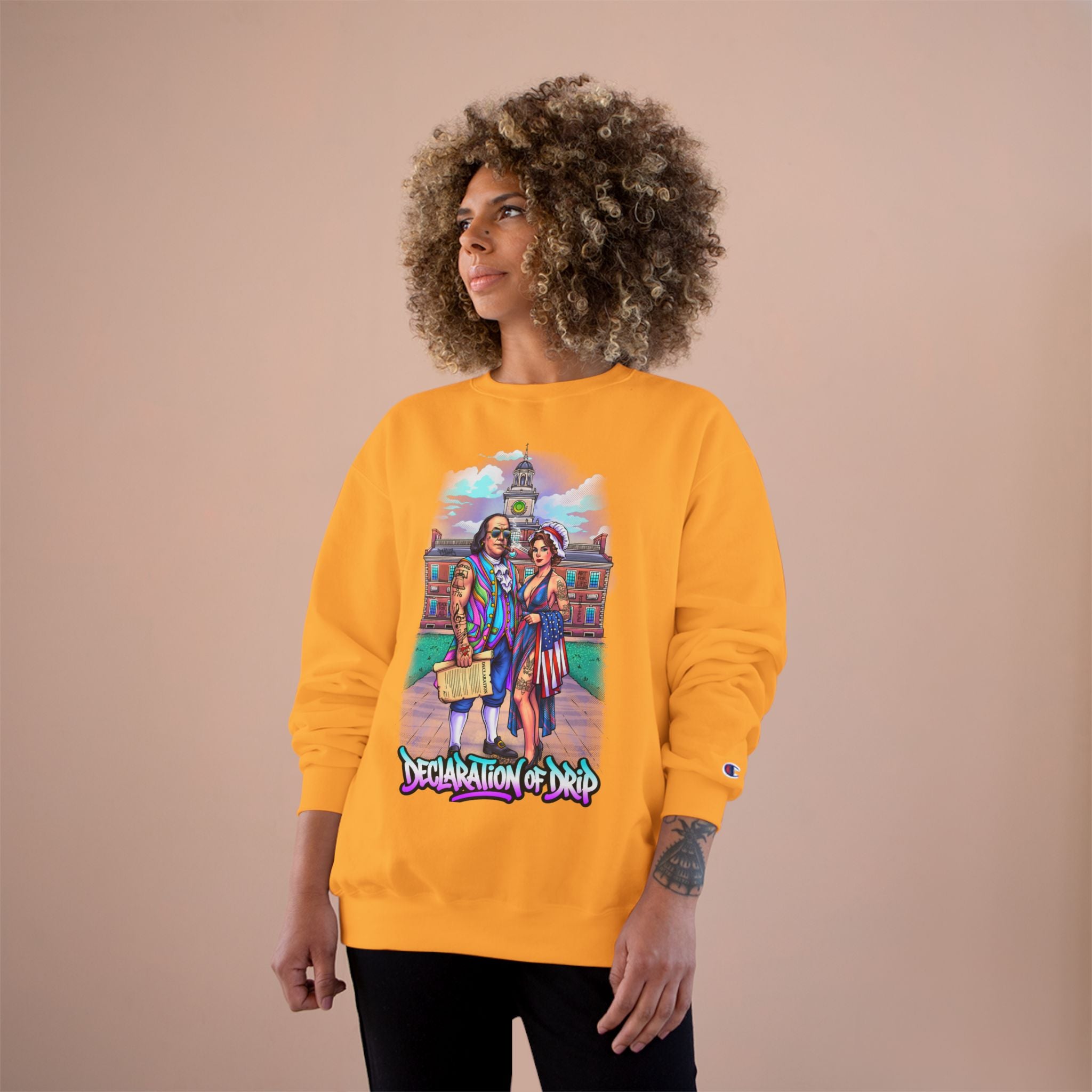 Champion Sweatshirt / "Declaration of Drip" Ben and Betsy Ivy League Campus Crewneck