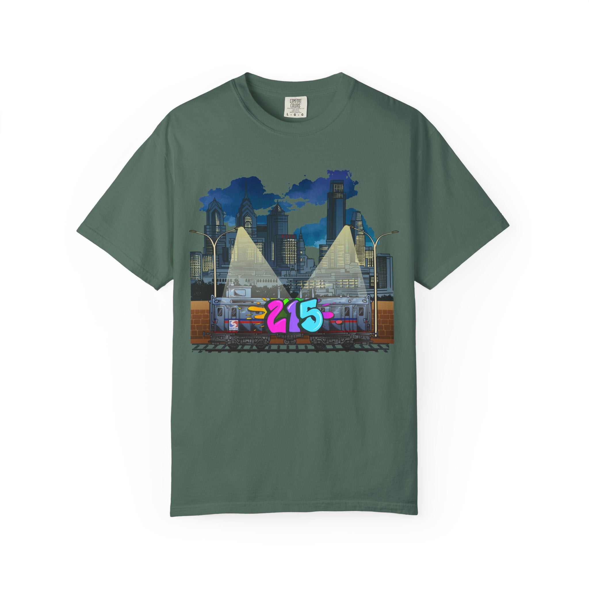 PHILLY City Night Graffiti Tee / "215" Urban Skyline Streetwear