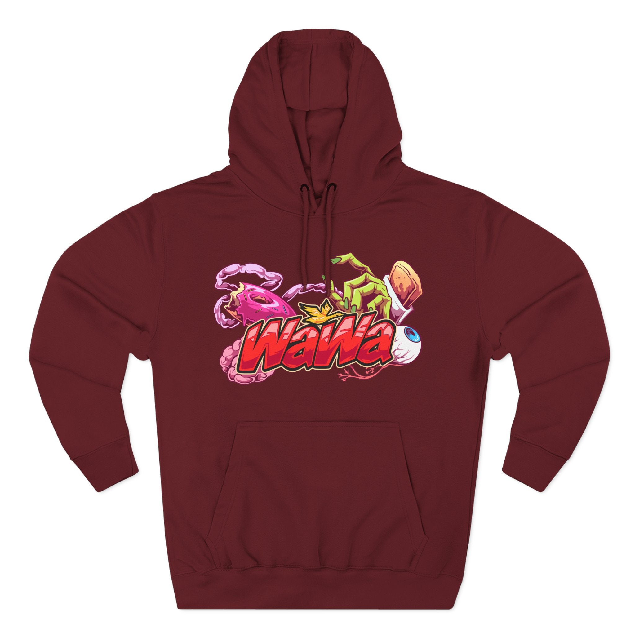 Wawa Graphic Hoodie / Colorful Streetwear Pullover with Cartoon Logo