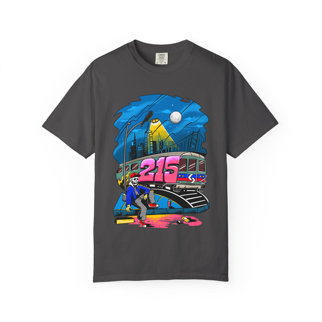 215 Subway Train Night Scene T-Shirt | Urban Transit Illustration