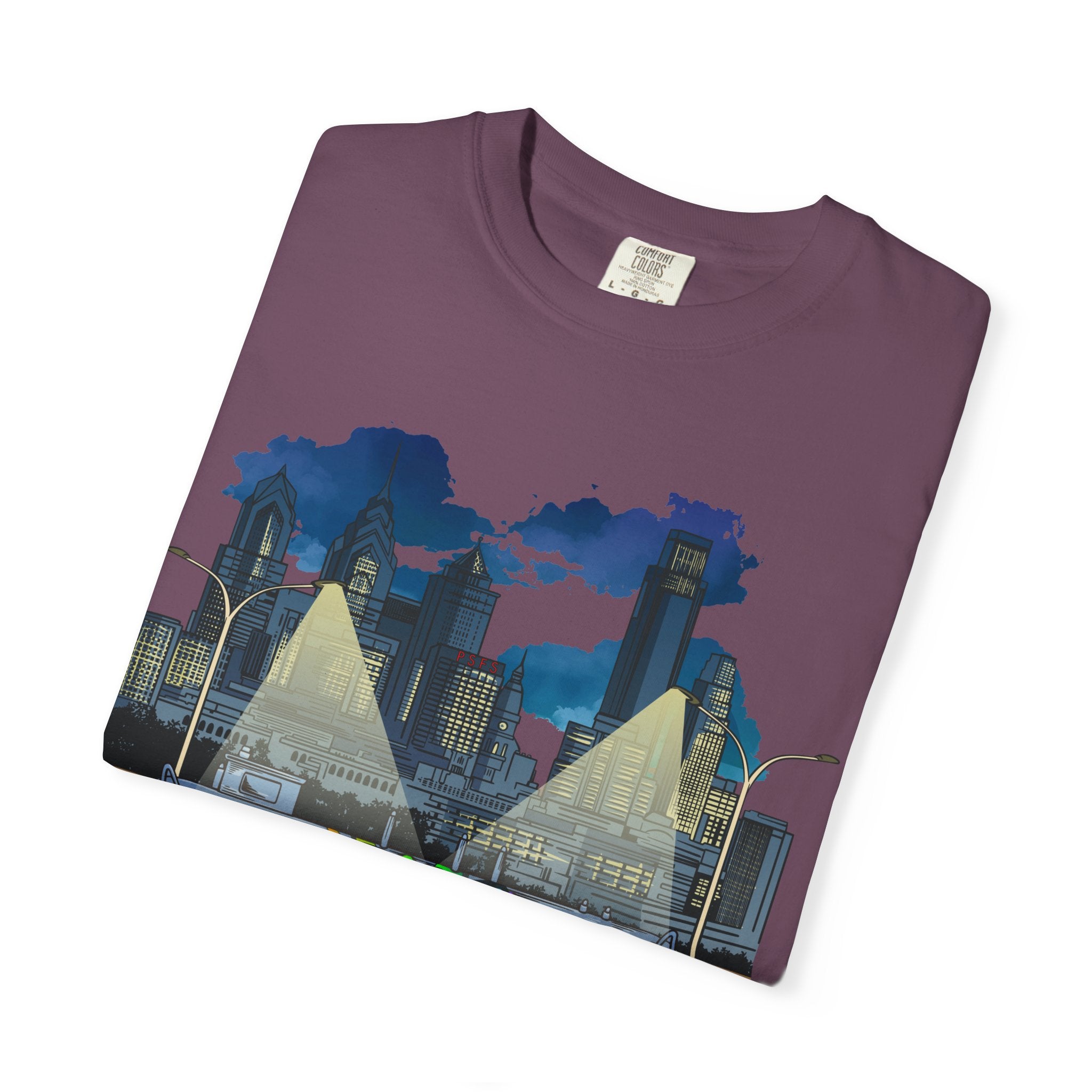 PHILLY City Night Graffiti Tee / "215" Urban Skyline Streetwear