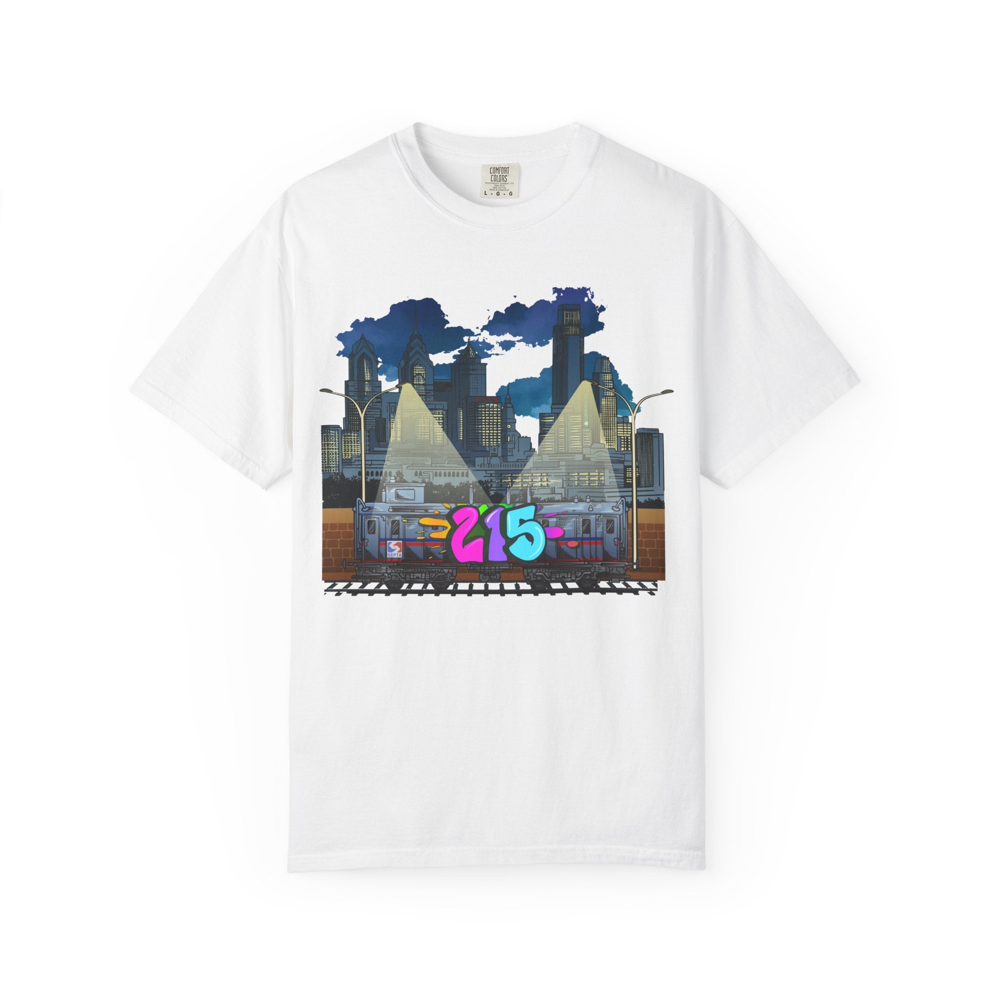 PHILLY City Night Graffiti Tee / "215" Urban Skyline Streetwear