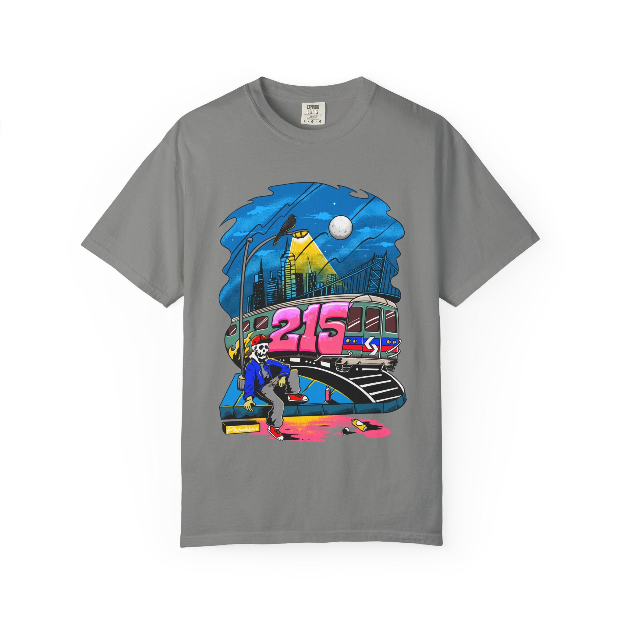 215 Subway Train Night Scene T-Shirt | Urban Transit Illustration