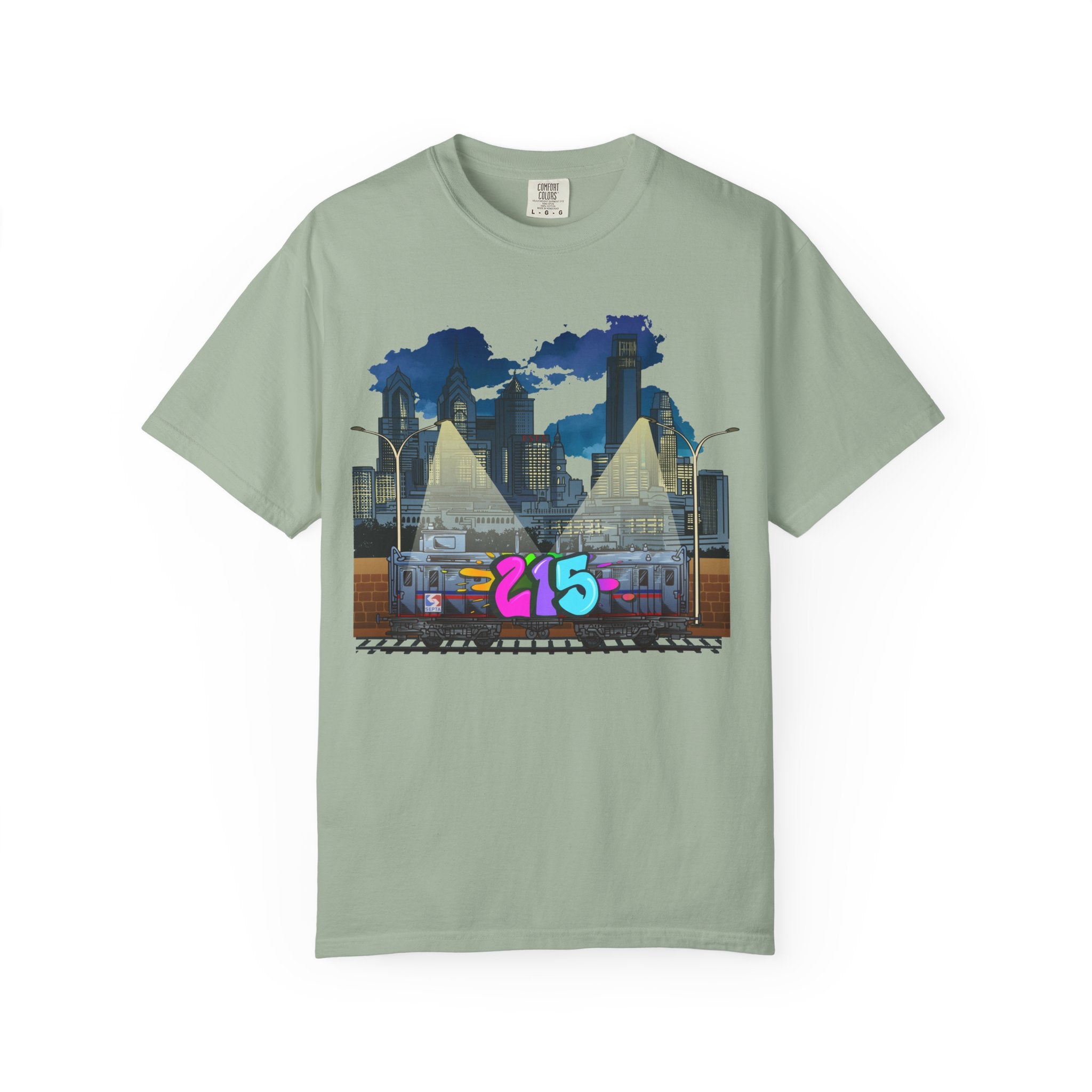 PHILLY City Night Graffiti Tee / "215" Urban Skyline Streetwear