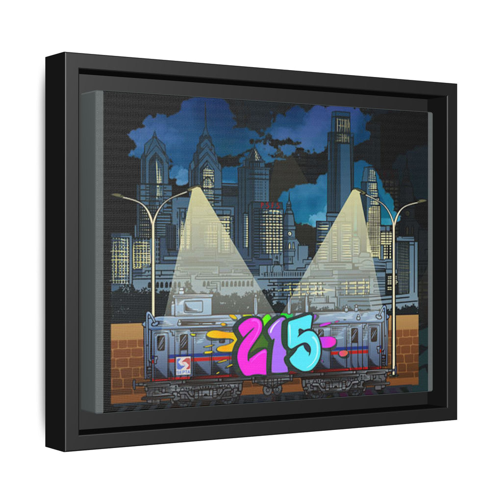 215 Graffiti City Matte Framed Canvas — Urban Night Skyline Wall Art
