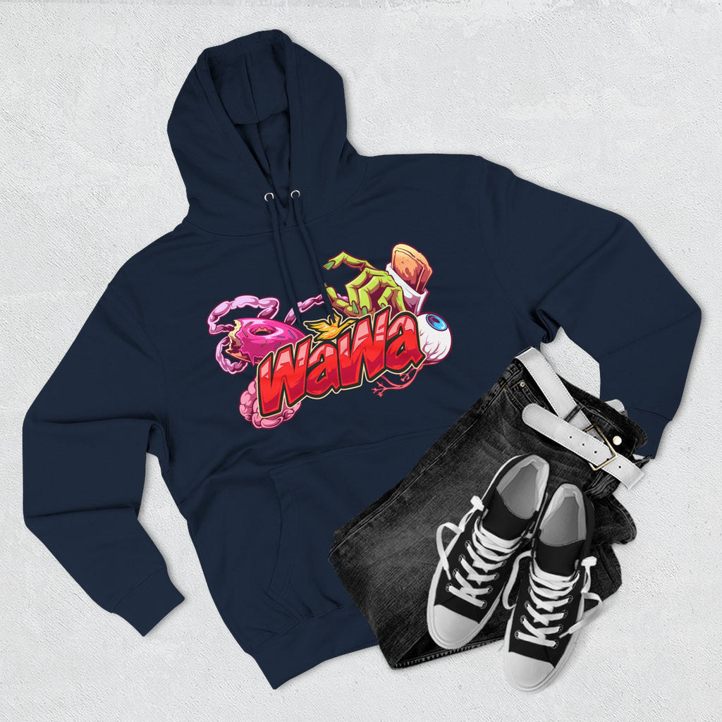 Wawa Graphic Hoodie / Colorful Streetwear Pullover with Cartoon Logo
