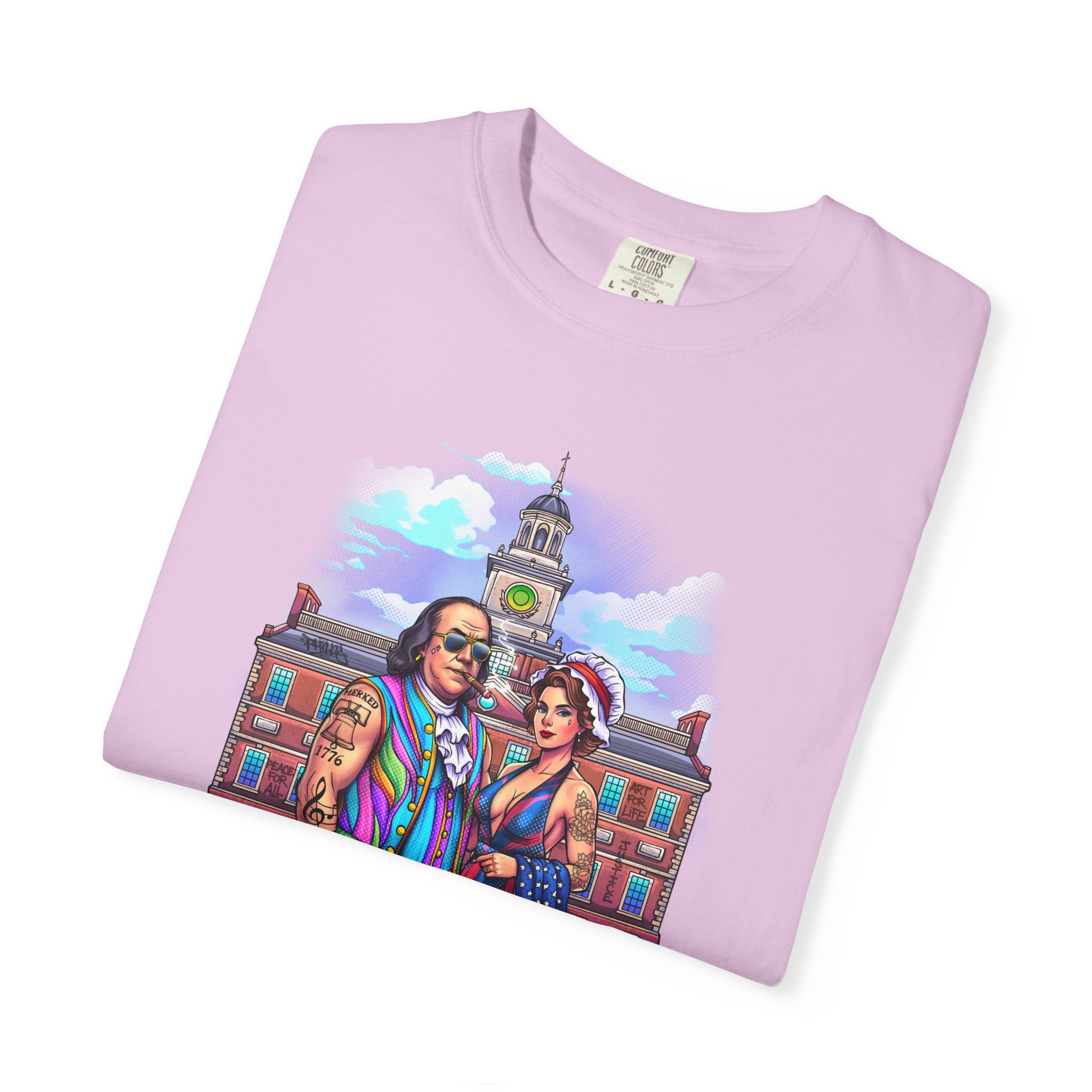 Declaration of Drip T‑Shirt /Ben and Betsy Colonial Campus Streetwear (Est. 1682)