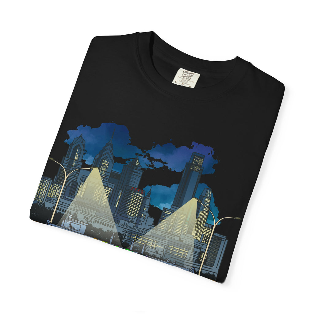 PHILLY City Night Graffiti Tee / "215" Urban Skyline Streetwear
