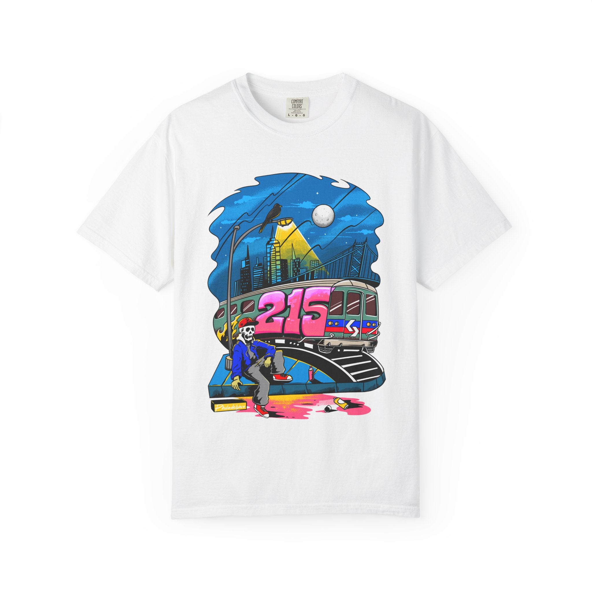 215 Subway Train Night Scene T-Shirt | Urban Transit Illustration