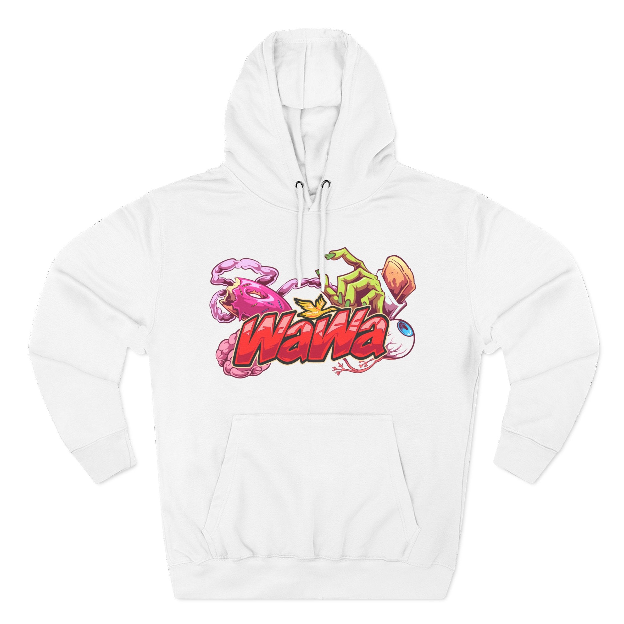 Wawa Graphic Hoodie / Colorful Streetwear Pullover with Cartoon Logo