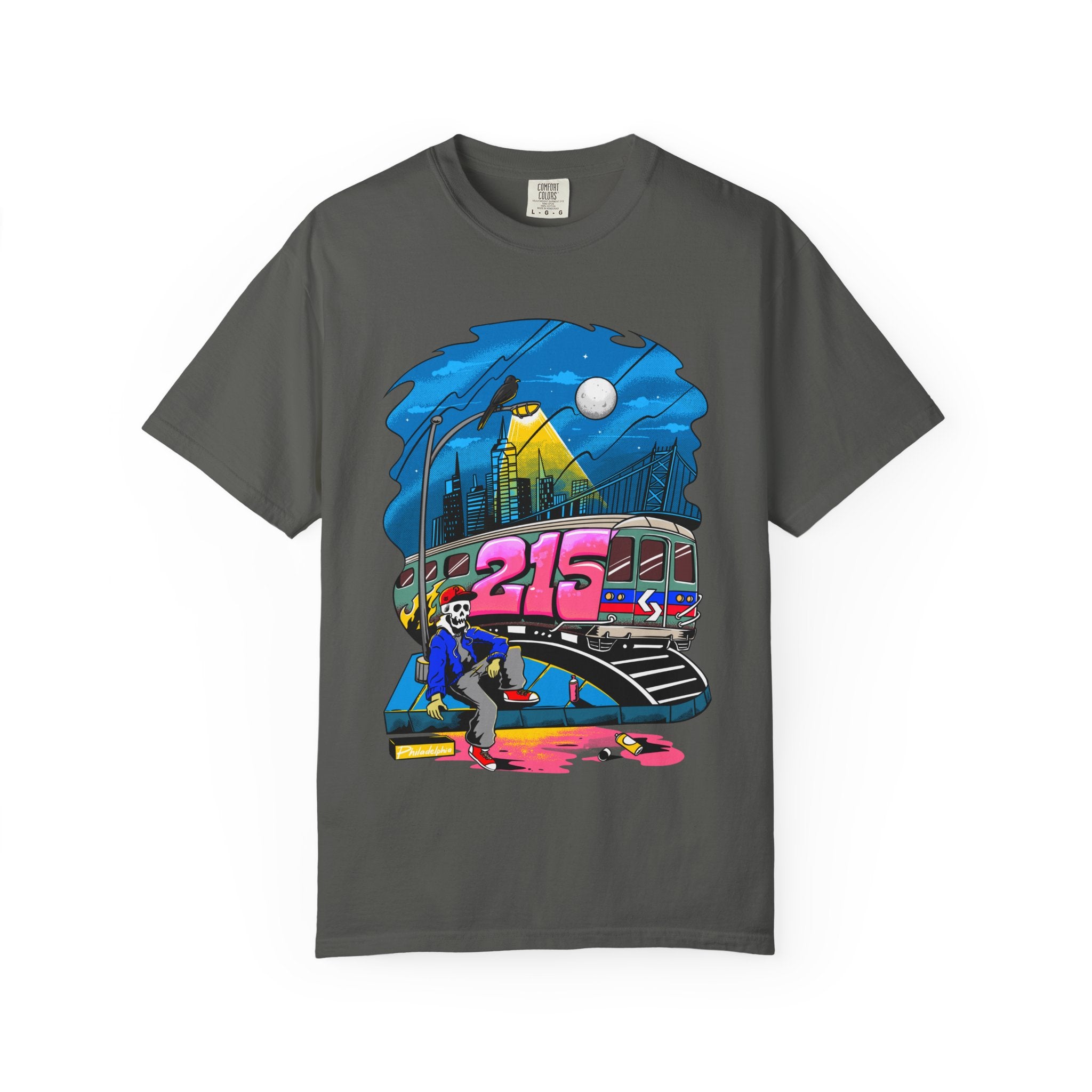 215 Subway Train Night Scene T-Shirt | Urban Transit Illustration