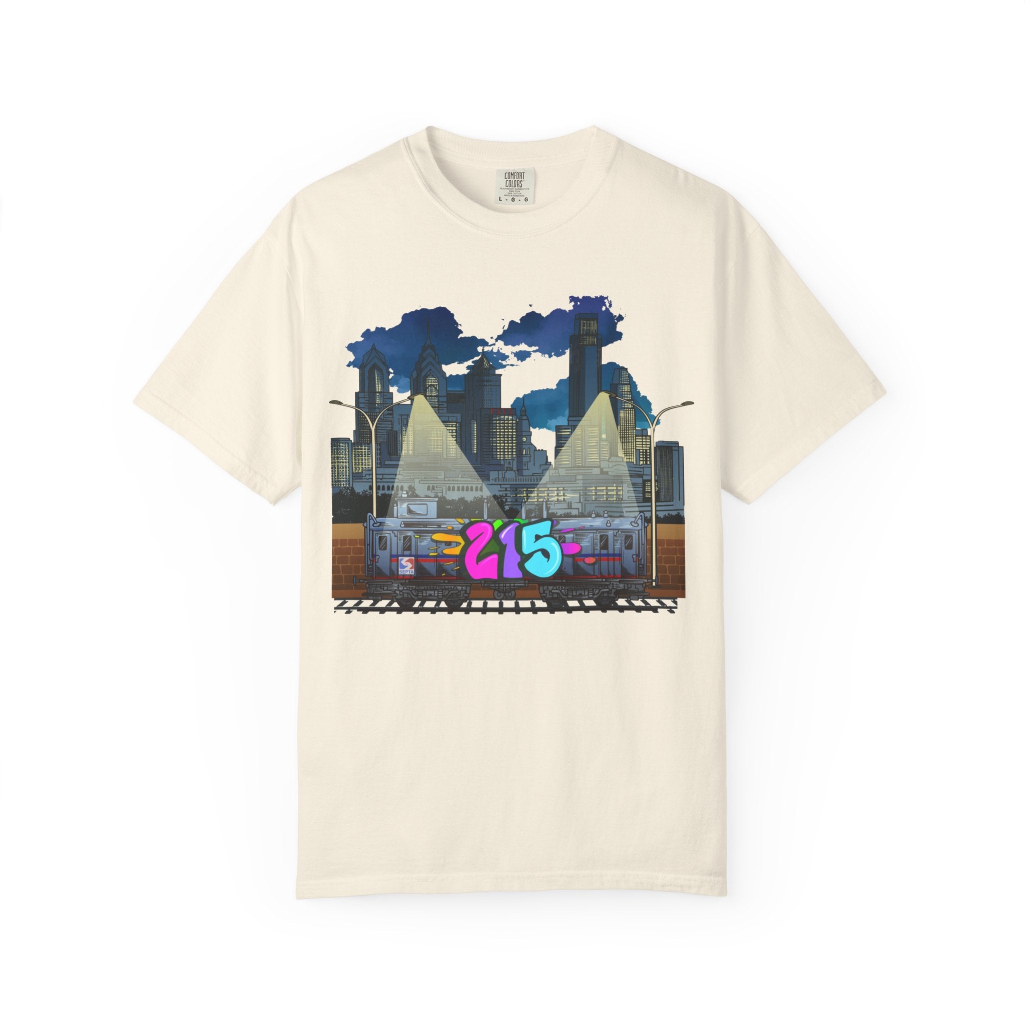 PHILLY City Night Graffiti Tee / "215" Urban Skyline Streetwear