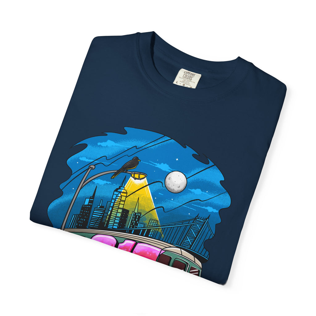 215 Subway Train Night Scene T-Shirt | Urban Transit Illustration