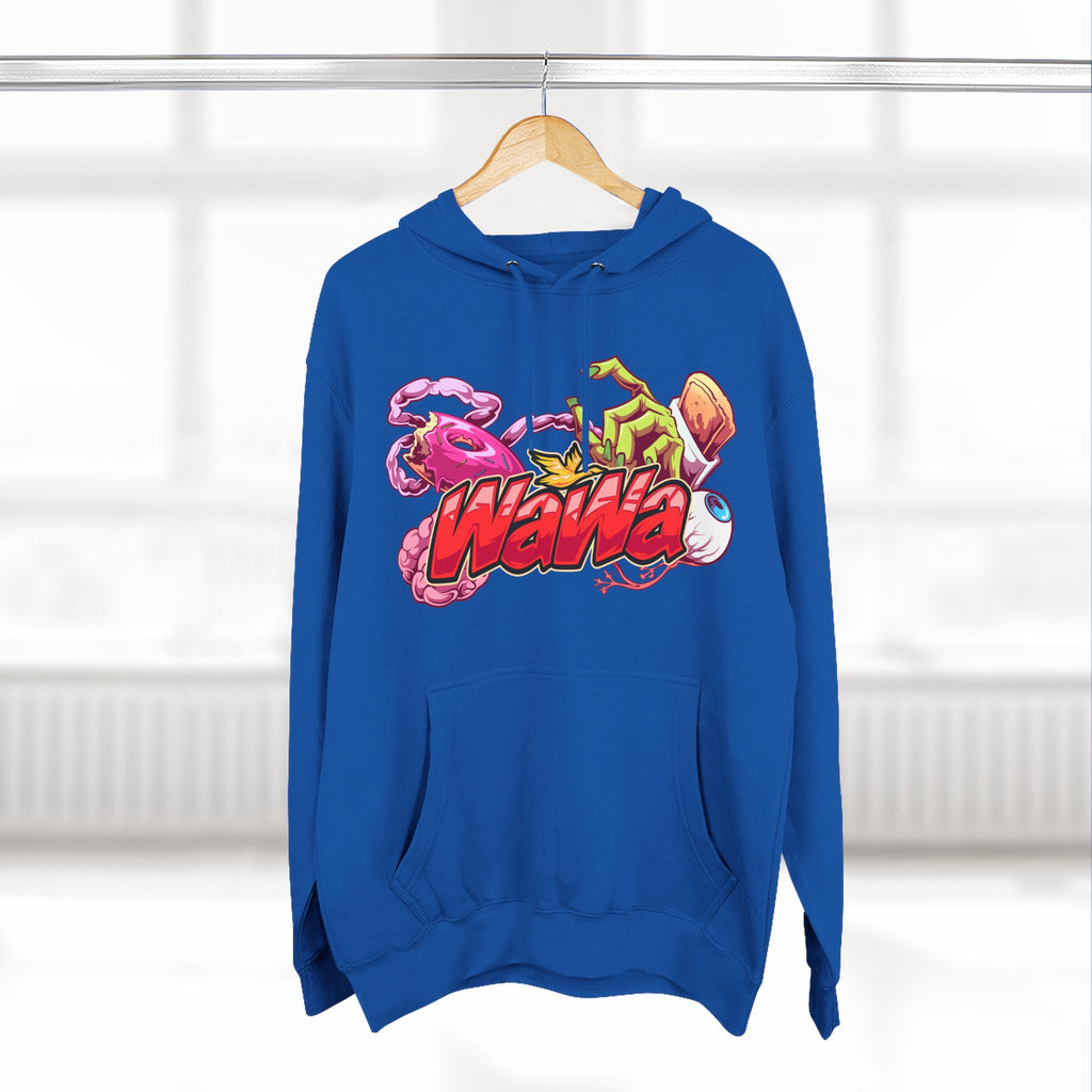 Wawa Graphic Hoodie / Colorful Streetwear Pullover with Cartoon Logo