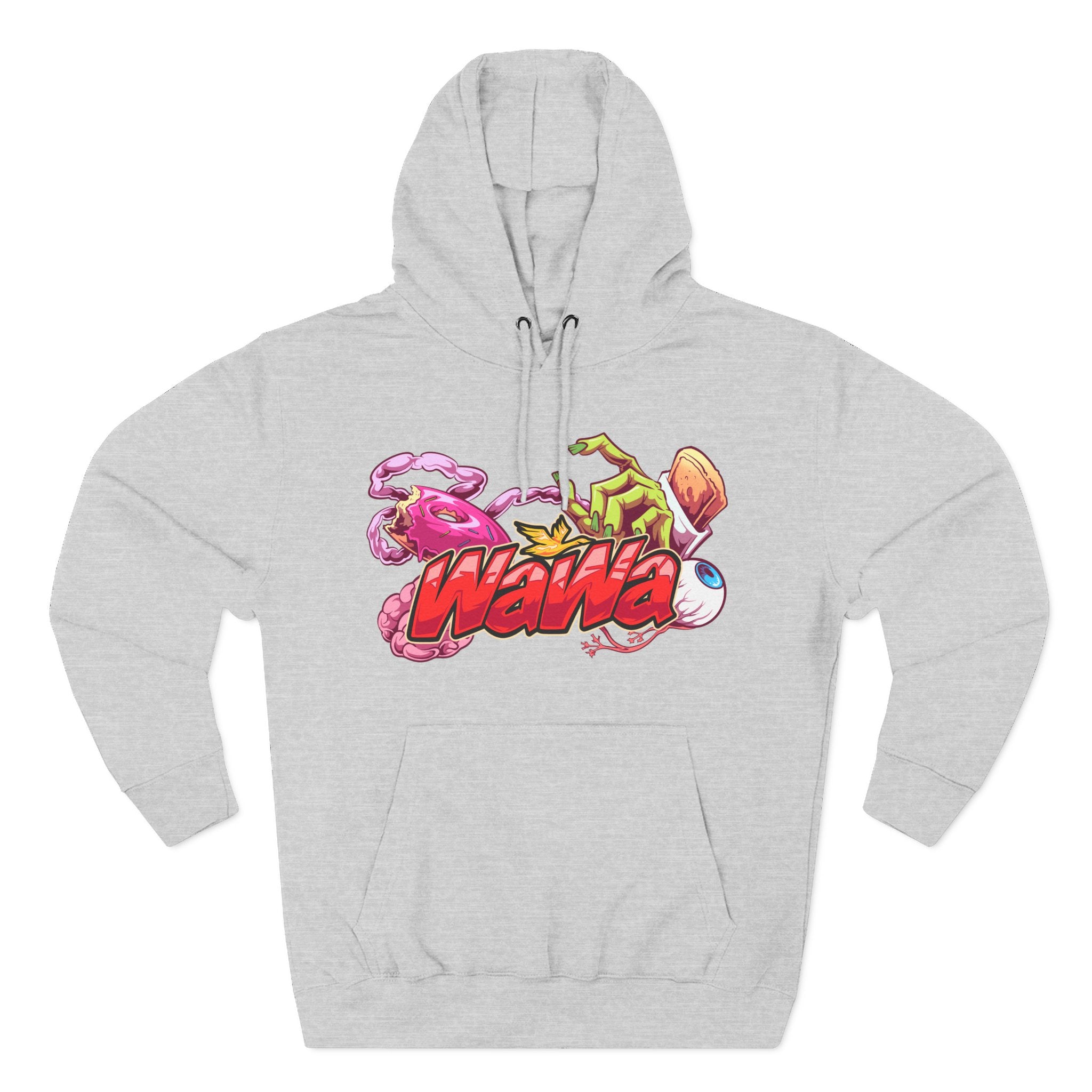 Wawa Graphic Hoodie / Colorful Streetwear Pullover with Cartoon Logo