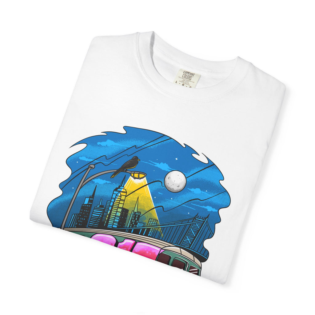 215 Subway Train Night Scene T-Shirt | Urban Transit Illustration