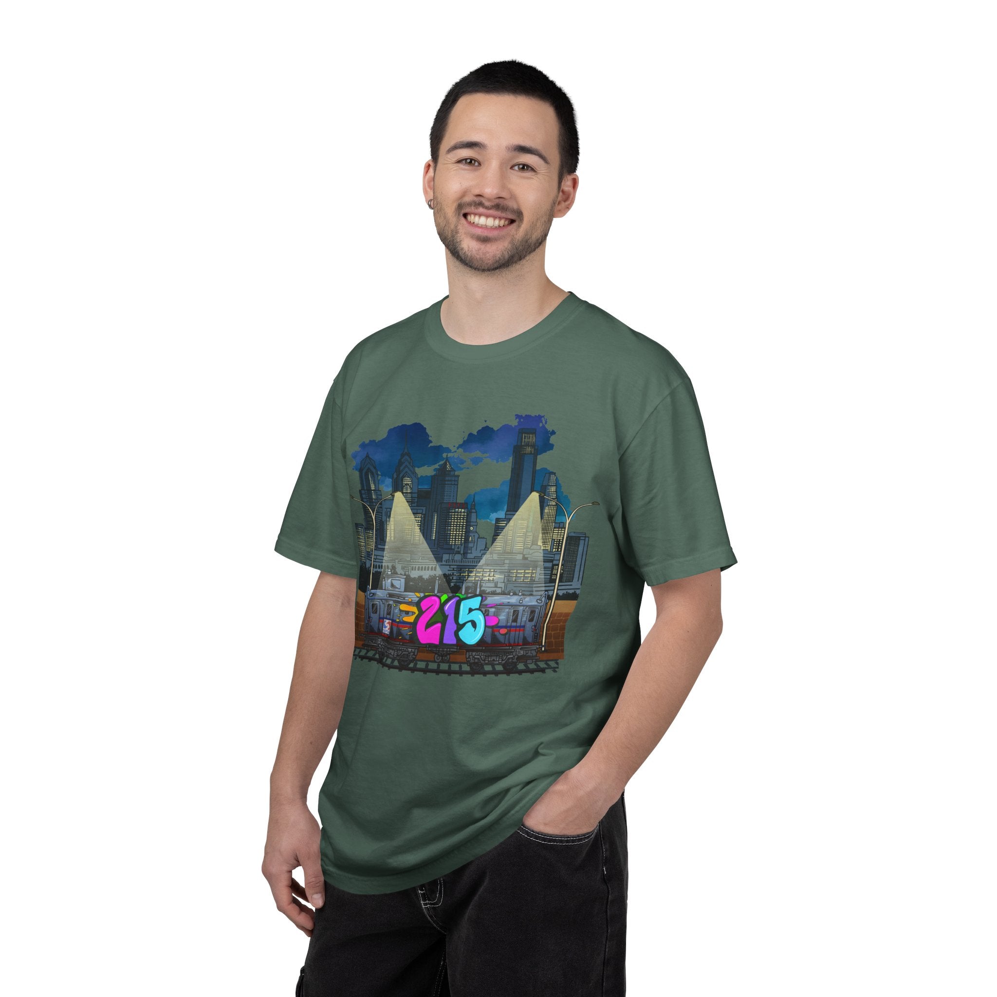 PHILLY City Night Graffiti Tee / "215" Urban Skyline Streetwear