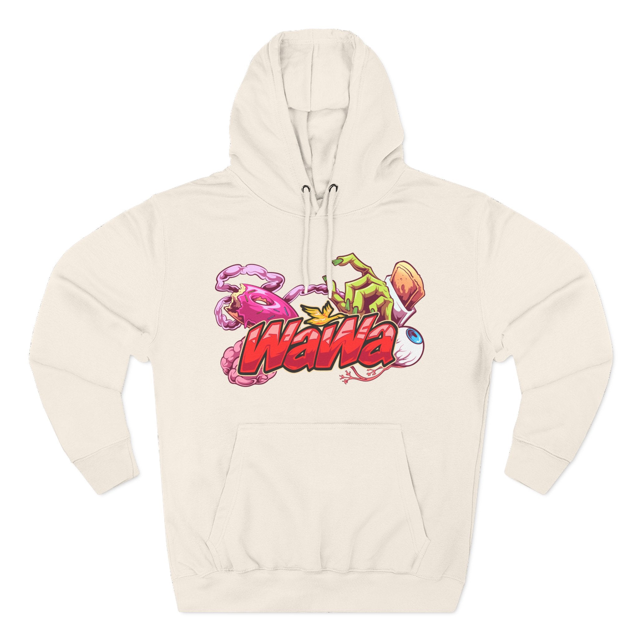 Wawa Graphic Hoodie / Colorful Streetwear Pullover with Cartoon Logo