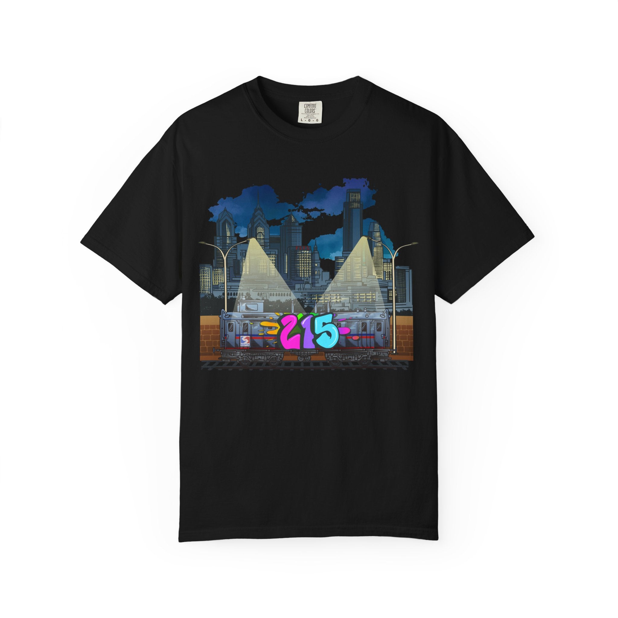 PHILLY City Night Graffiti Tee / "215" Urban Skyline Streetwear
