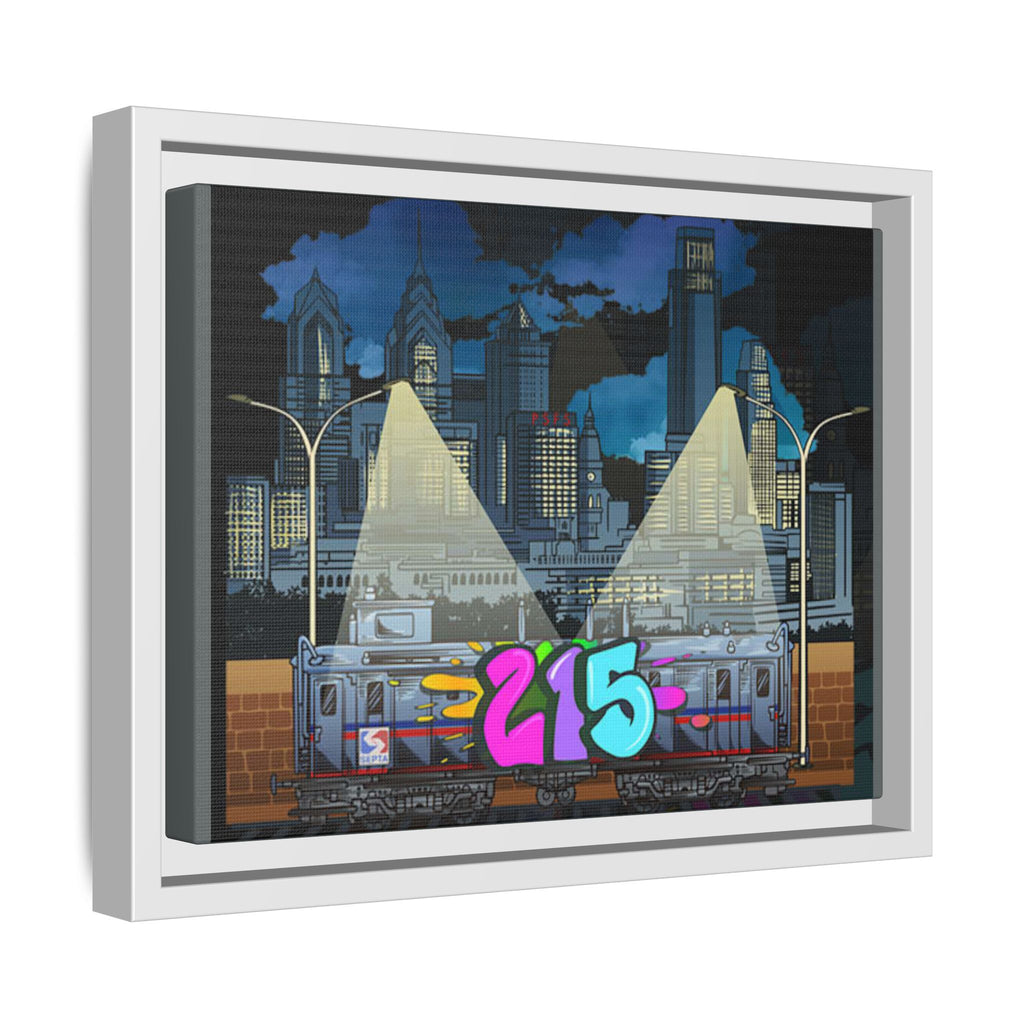 215 Graffiti City Matte Framed Canvas — Urban Night Skyline Wall Art