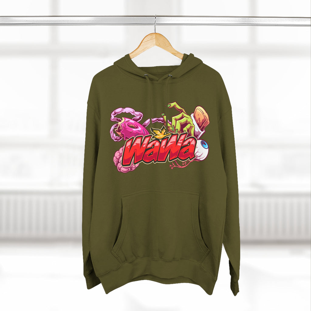 Wawa Graphic Hoodie / Colorful Streetwear Pullover with Cartoon Logo