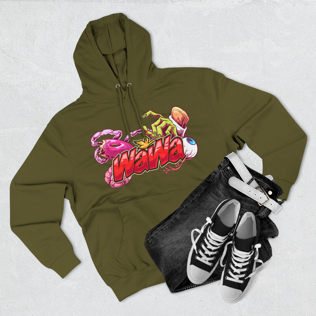 Wawa Graphic Hoodie / Colorful Streetwear Pullover with Cartoon Logo