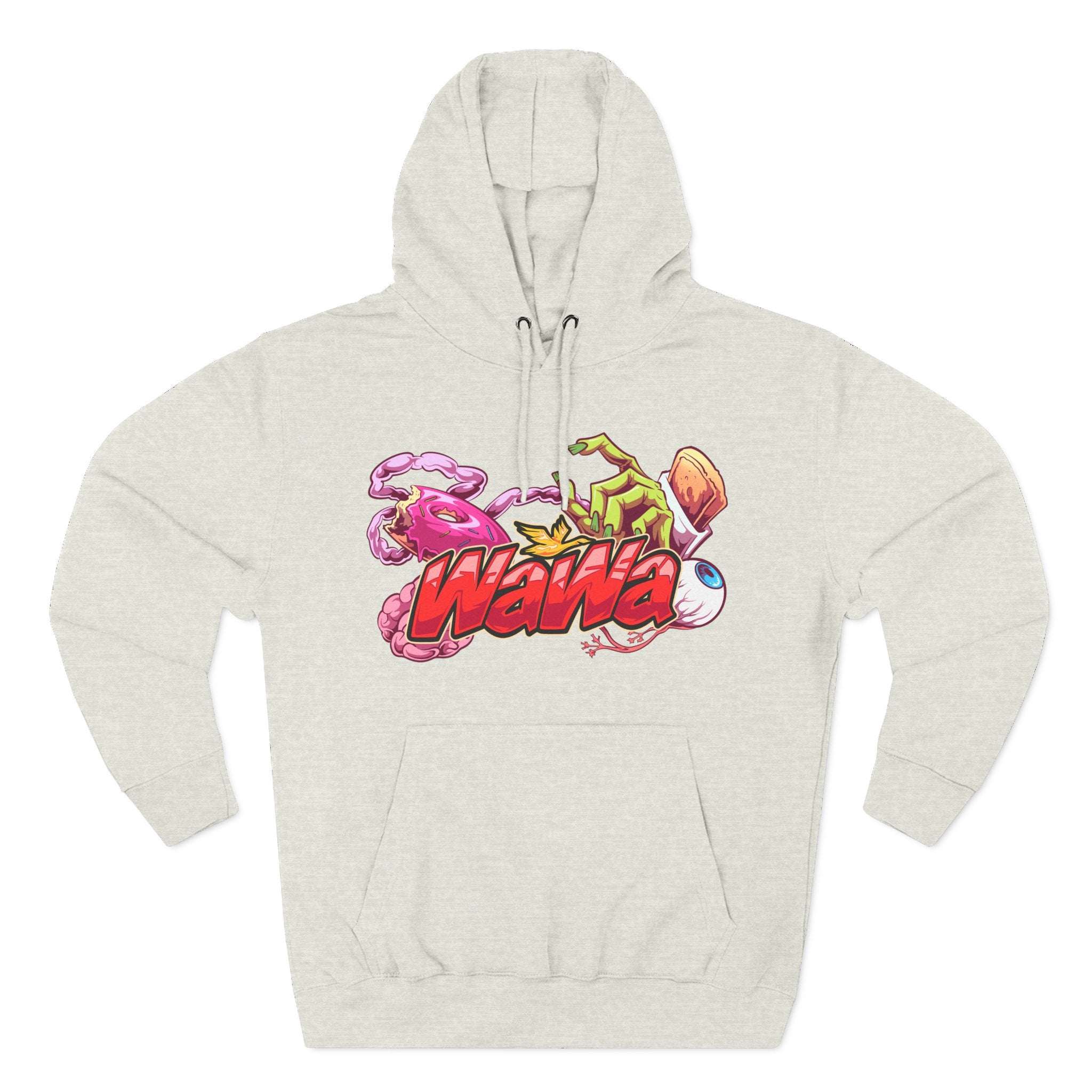 Wawa Graphic Hoodie / Colorful Streetwear Pullover with Cartoon Logo