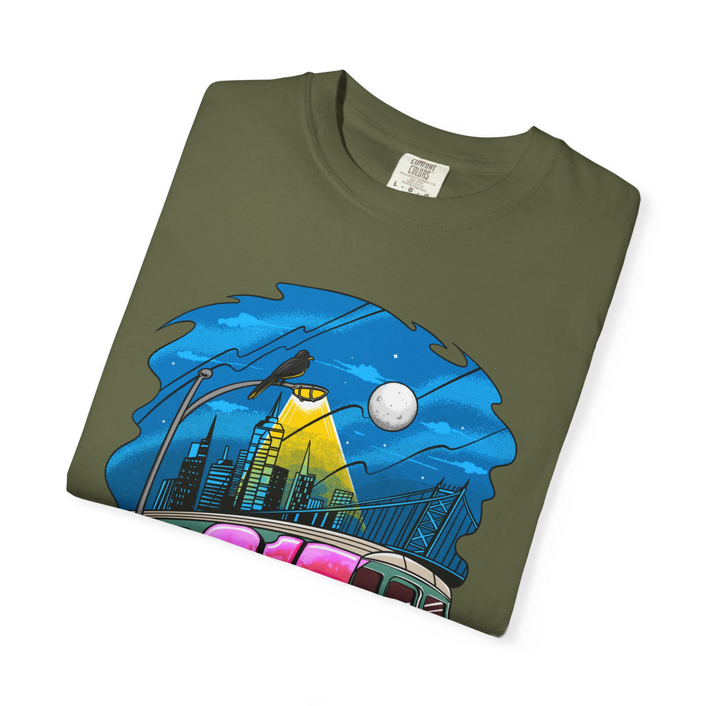 215 Subway Train Night Scene T-Shirt | Urban Transit Illustration