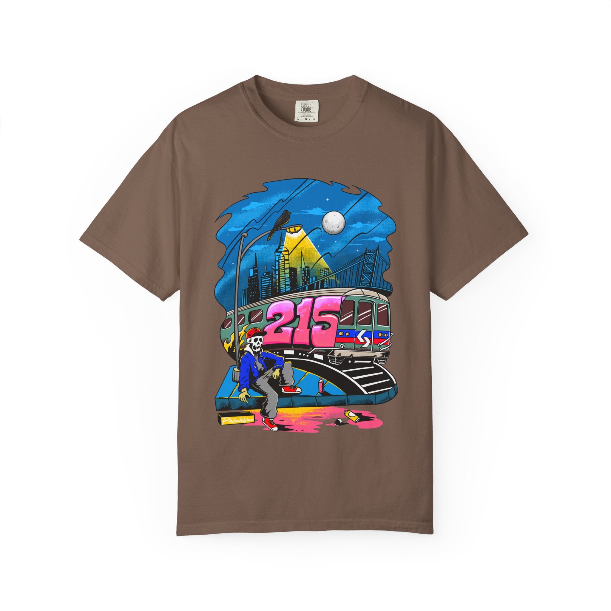 215 Subway Train Night Scene T-Shirt | Urban Transit Illustration