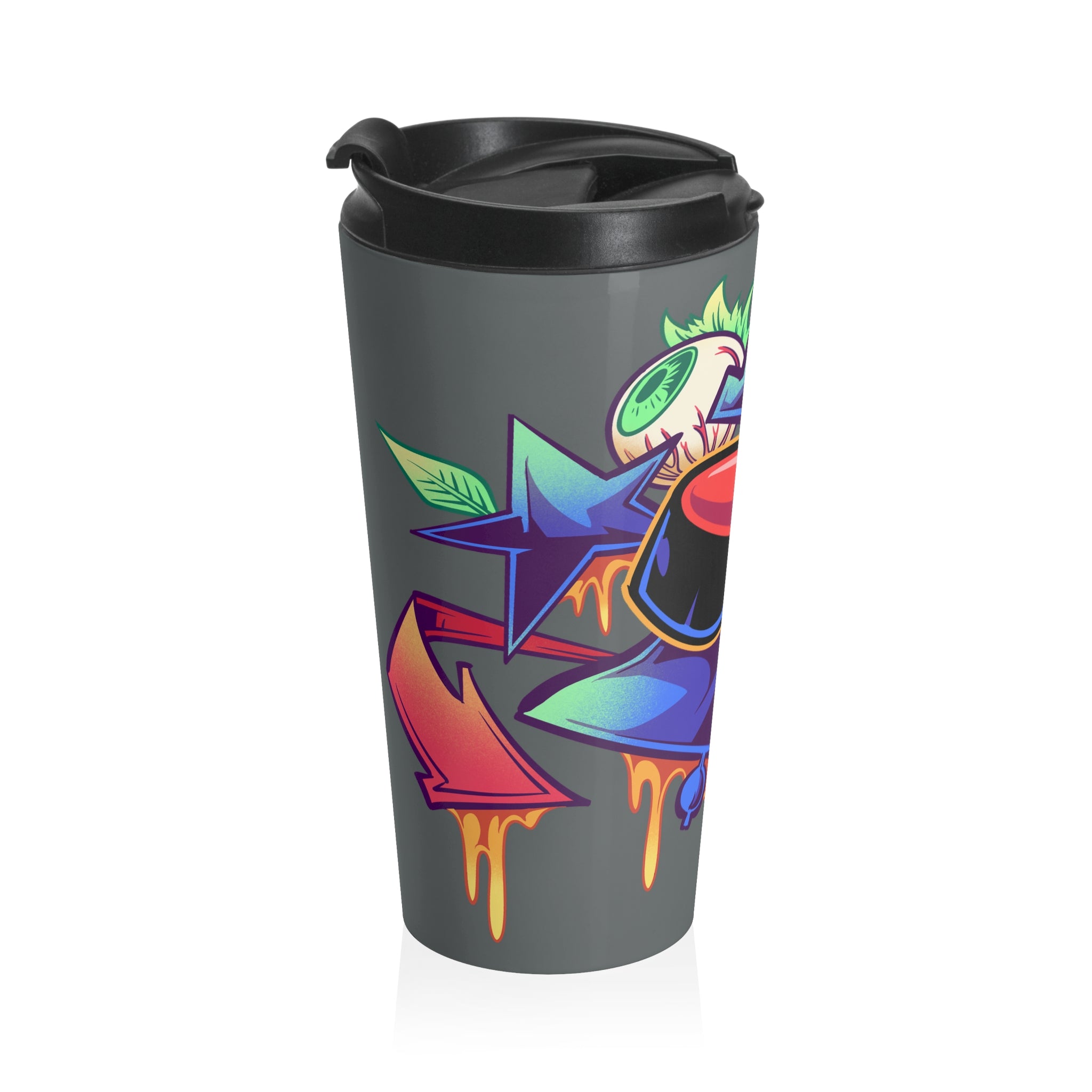 Graffiti Skateboard Travel Mug / Colorful Street Art Stainless Steel Tumbler