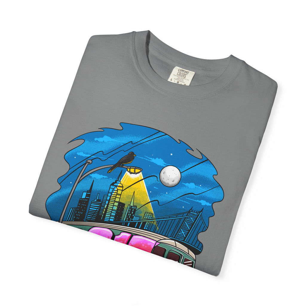 215 Subway Train Night Scene T-Shirt | Urban Transit Illustration