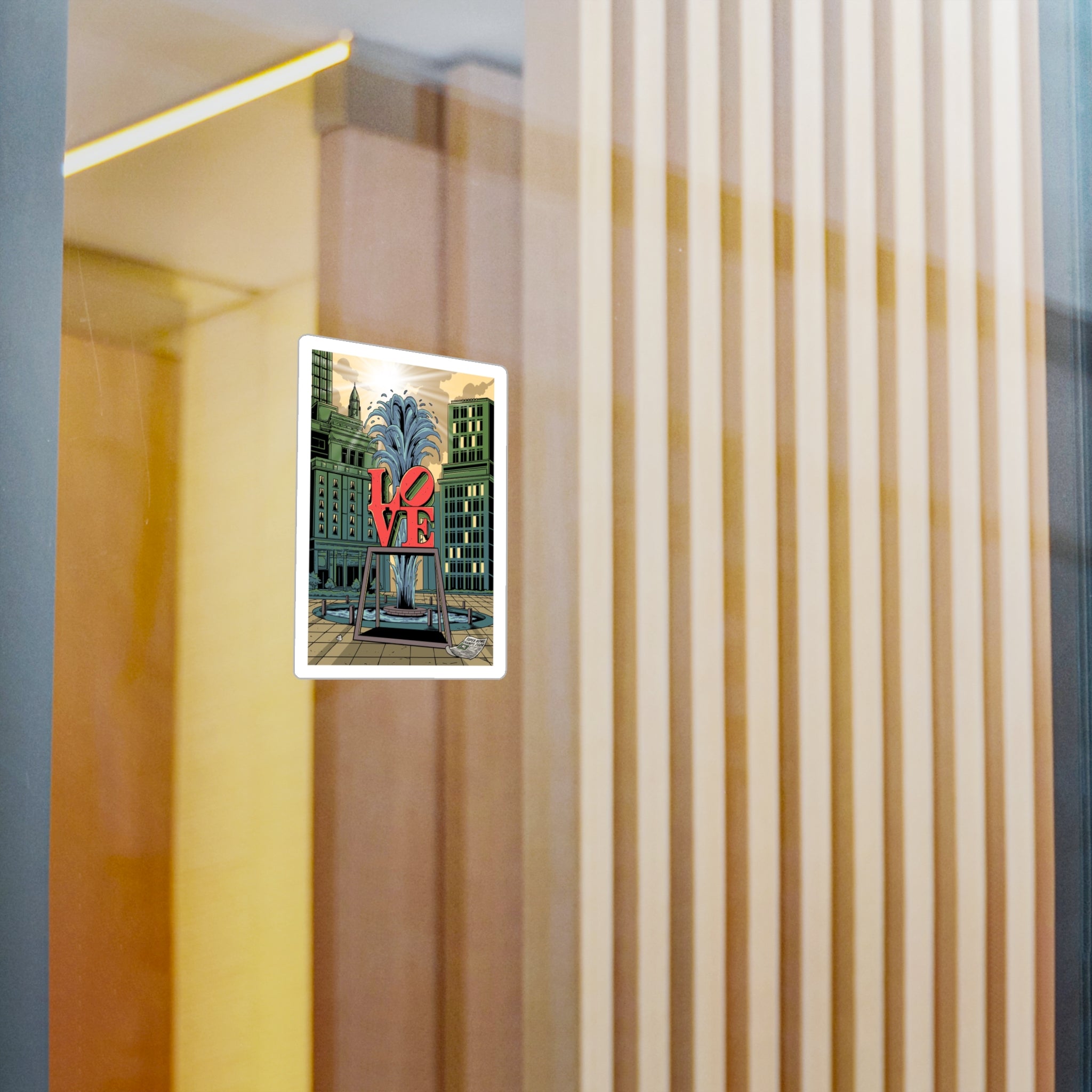 LOVE Fountain Vinyl Sticker /Cityscape Kiss-Cut Decal