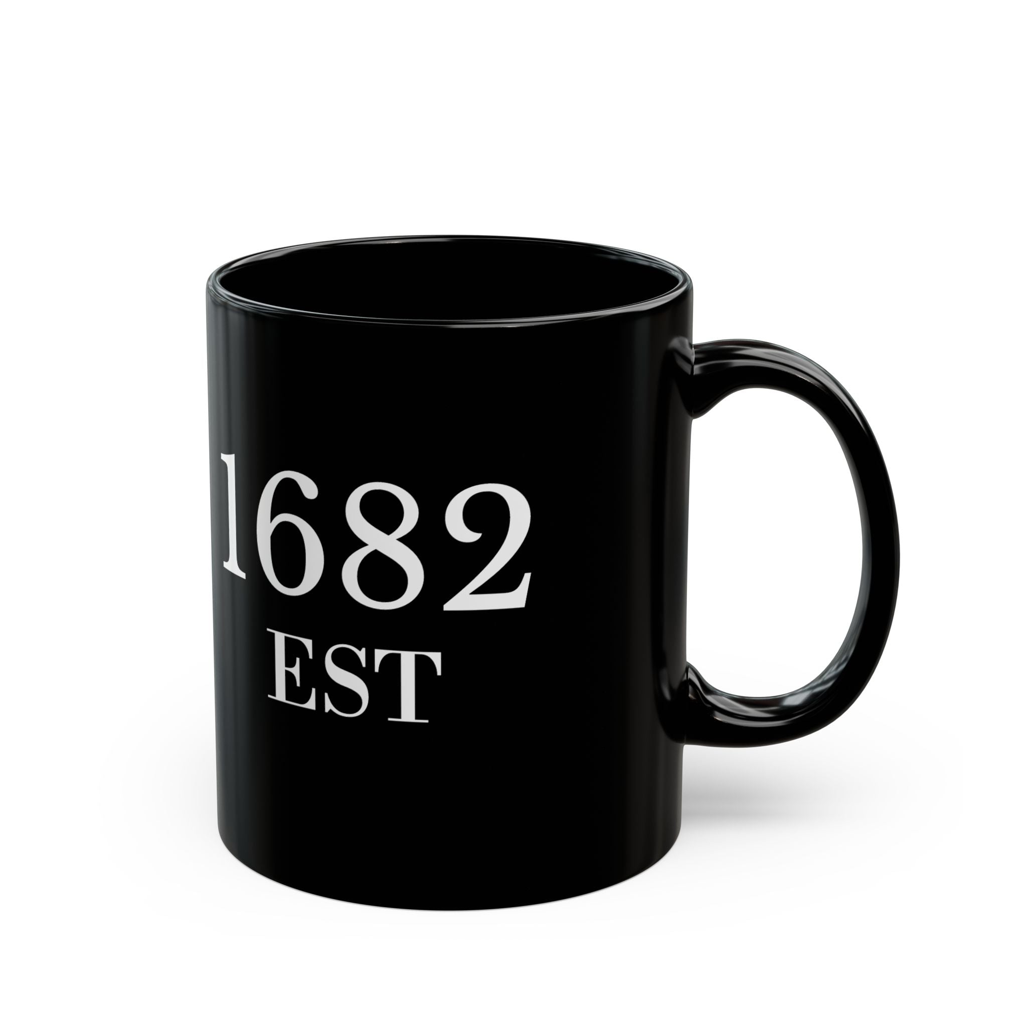 LIBERTY BELL/1682 EST Black Ceramic Mug / Vintage Founding Year Coffee Cup