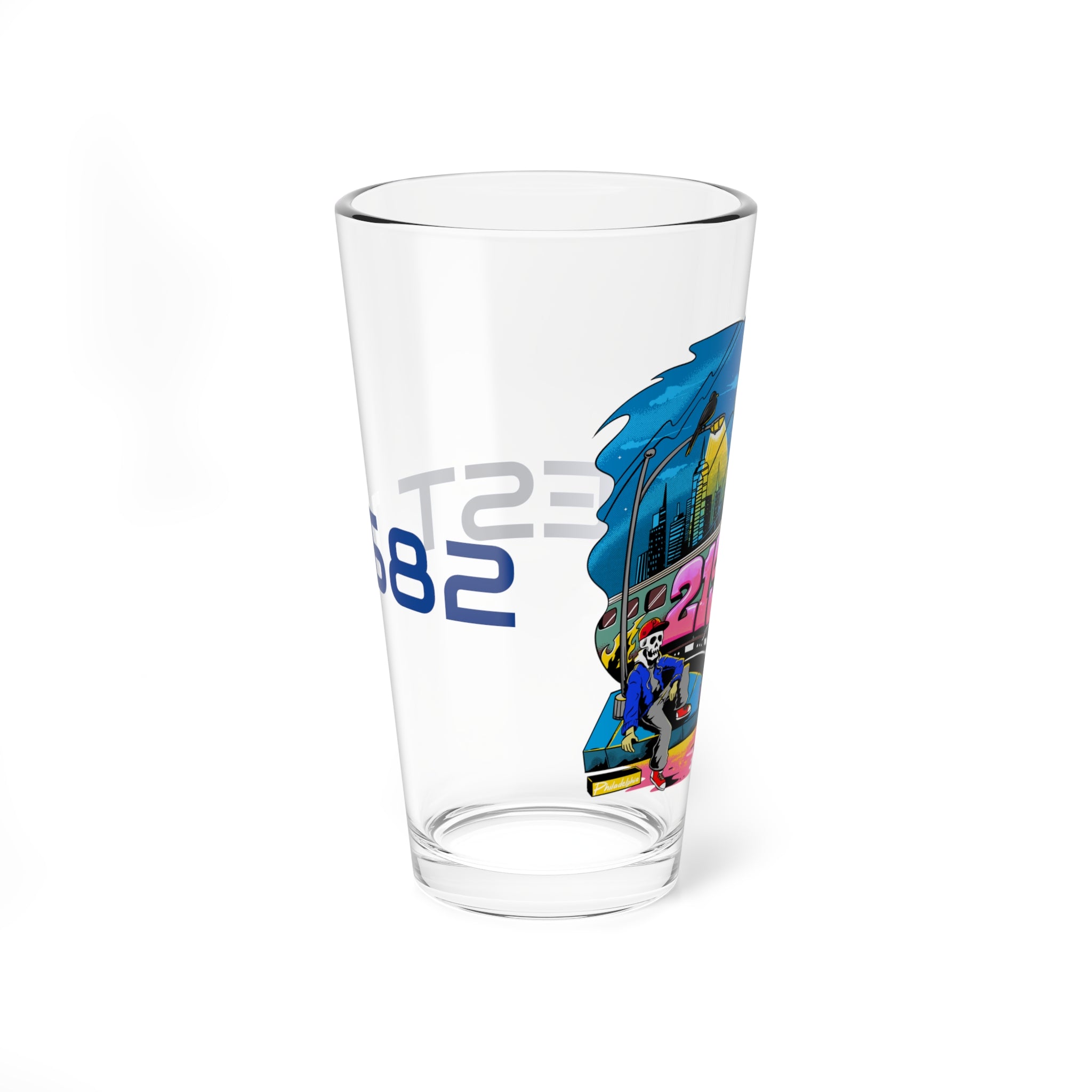 16oz Mixing Glass / Colorful 215 City Skyline Cocktail Mixer