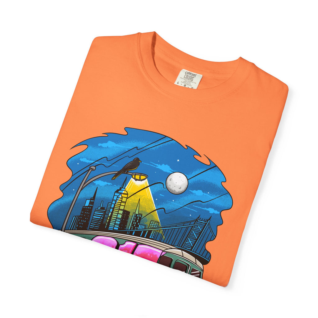 215 Subway Train Night Scene T-Shirt | Urban Transit Illustration