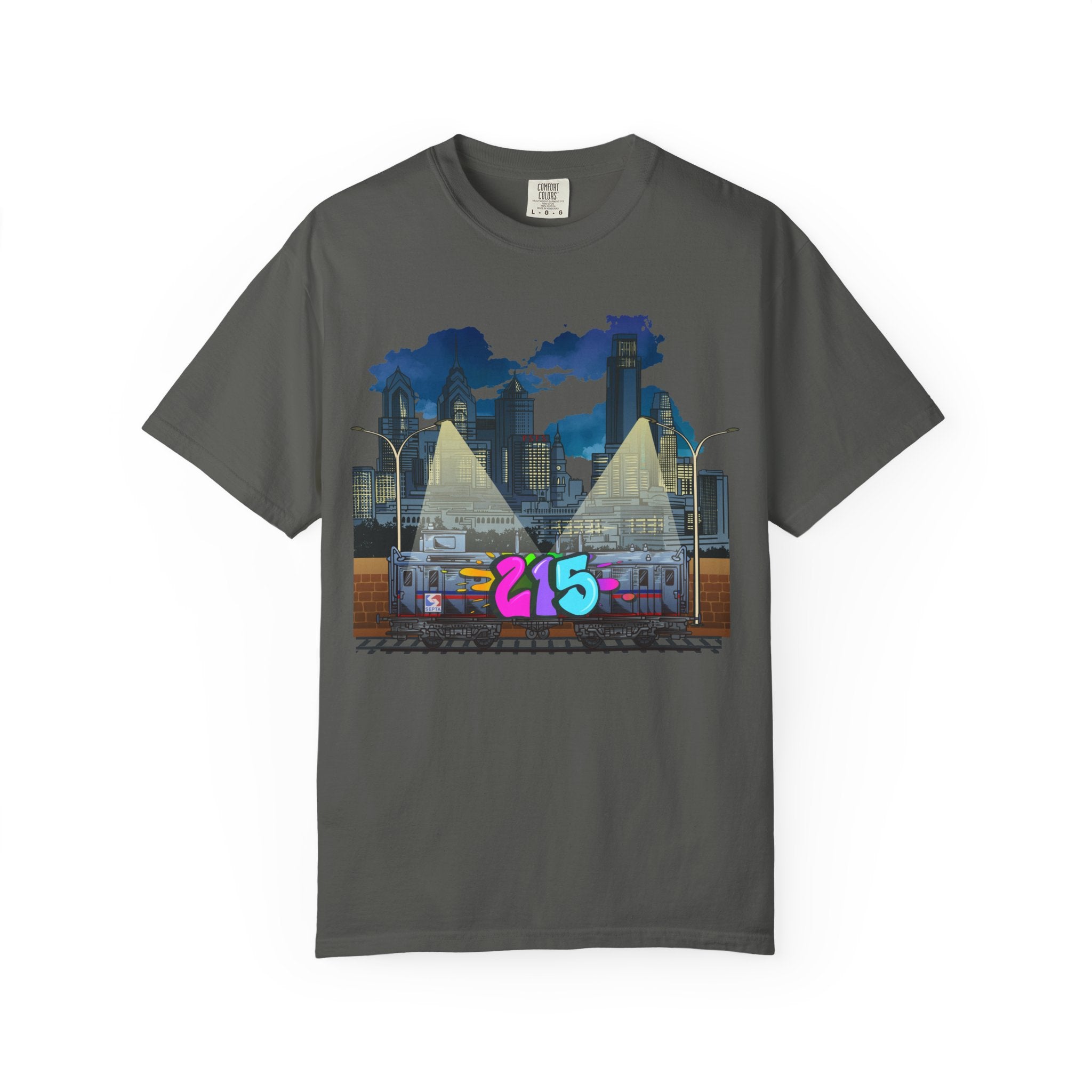 PHILLY City Night Graffiti Tee / "215" Urban Skyline Streetwear