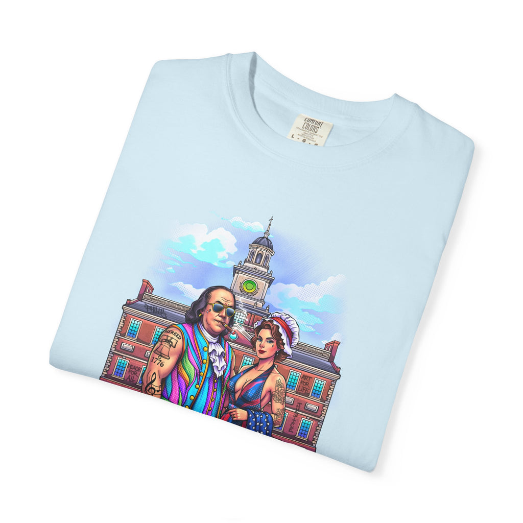 Declaration of Drip T‑Shirt /Ben and Betsy Colonial Campus Streetwear (Est. 1682)