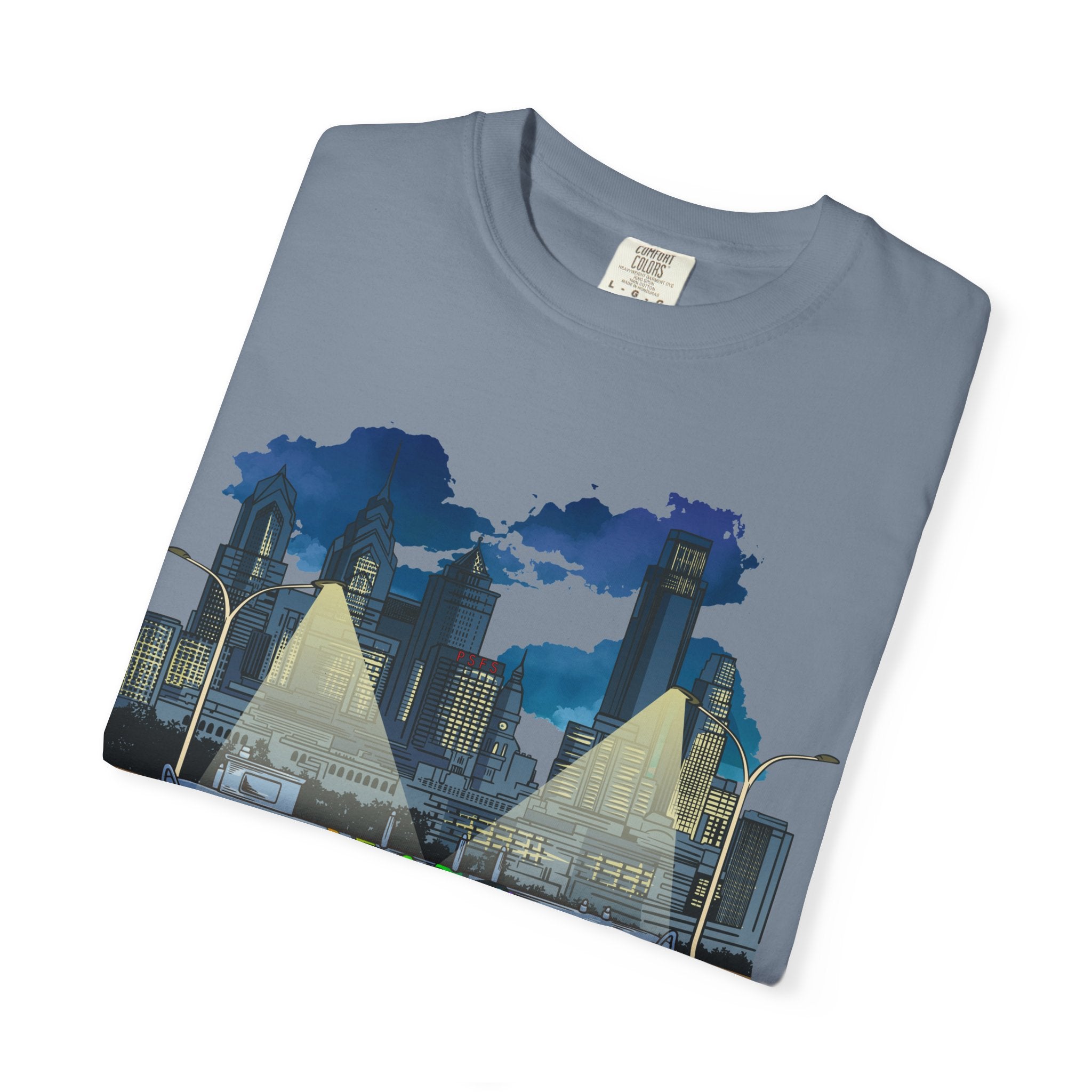 PHILLY City Night Graffiti Tee / "215" Urban Skyline Streetwear