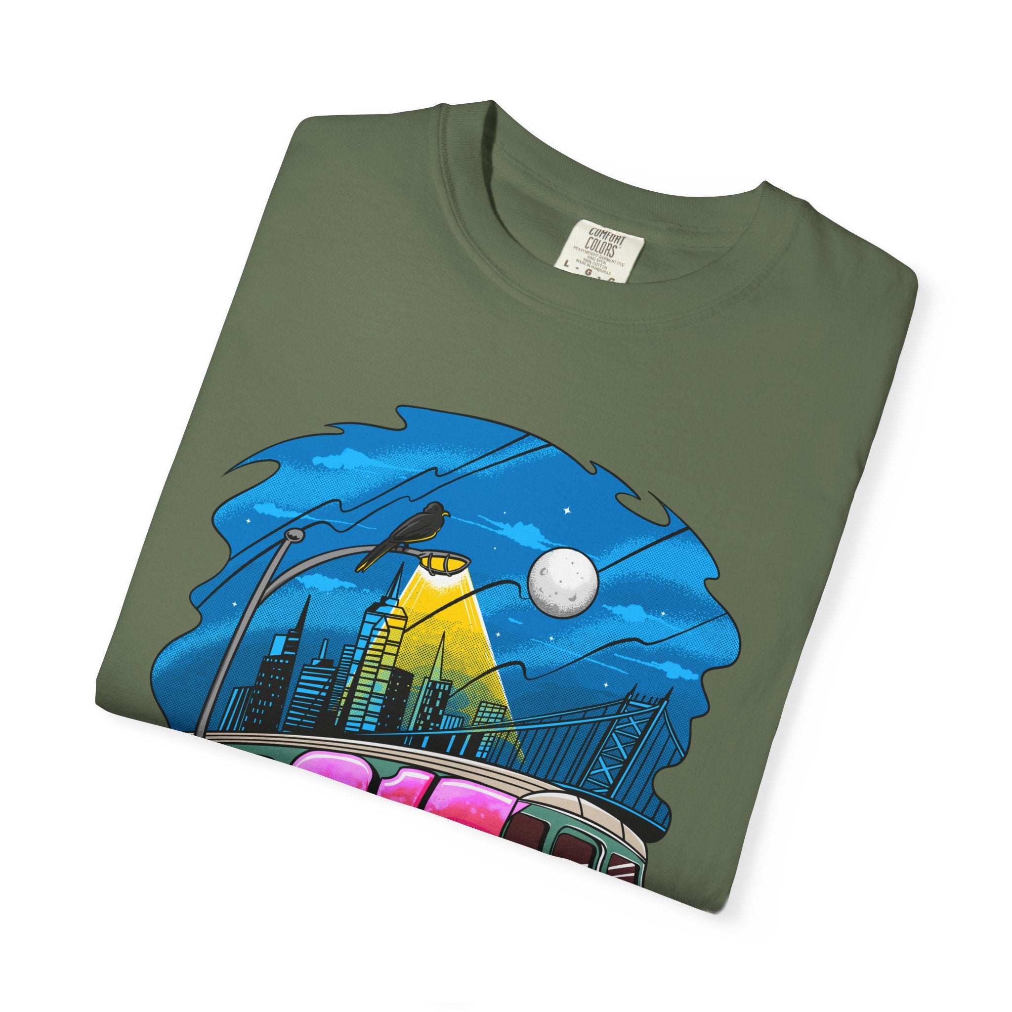 215 Subway Train Night Scene T-Shirt | Urban Transit Illustration