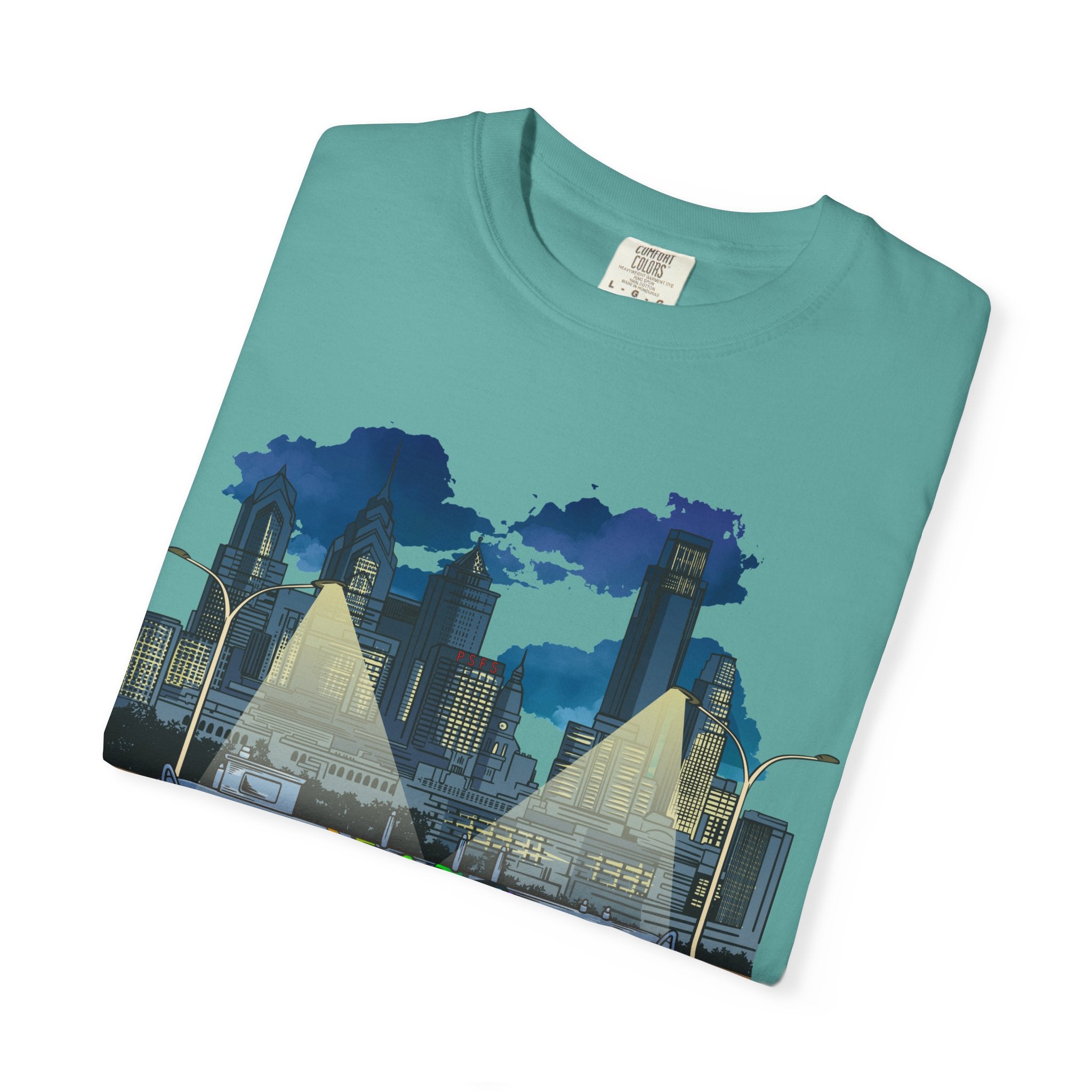 PHILLY City Night Graffiti Tee / "215" Urban Skyline Streetwear
