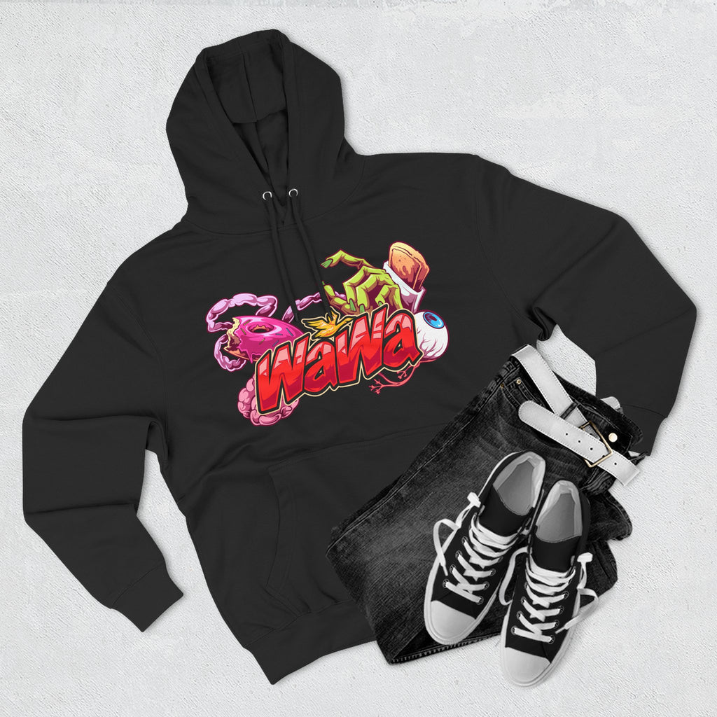 Wawa Graphic Hoodie / Colorful Streetwear Pullover with Cartoon Logo