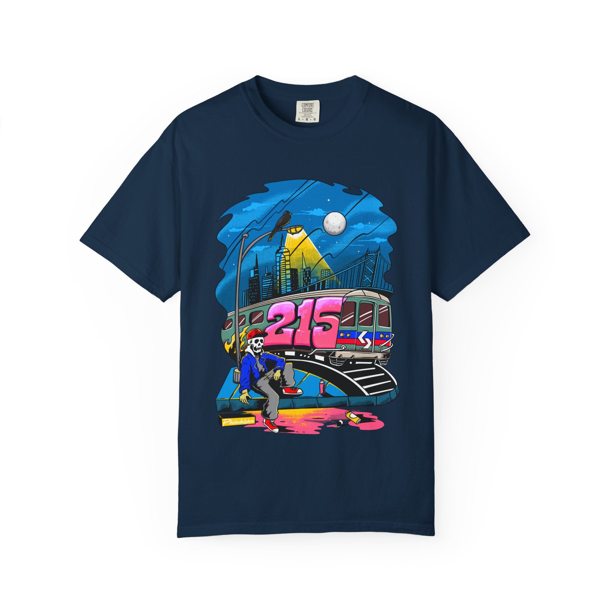 215 Subway Train Night Scene T-Shirt | Urban Transit Illustration